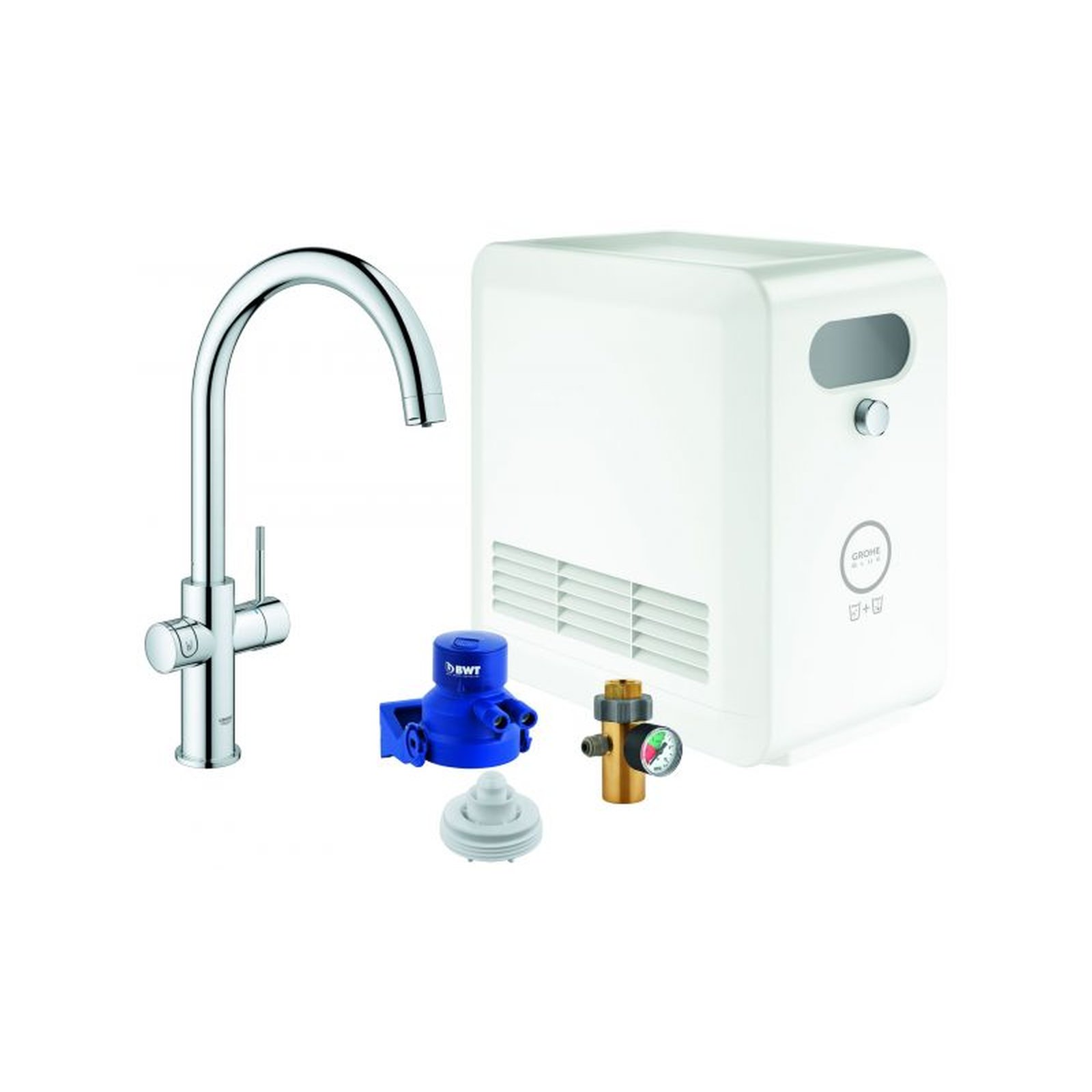 Grohe Spültischmischer Blue Professional Starter Kit C-Auslauf chrom Kühler Bluetooth WIFI 31323002