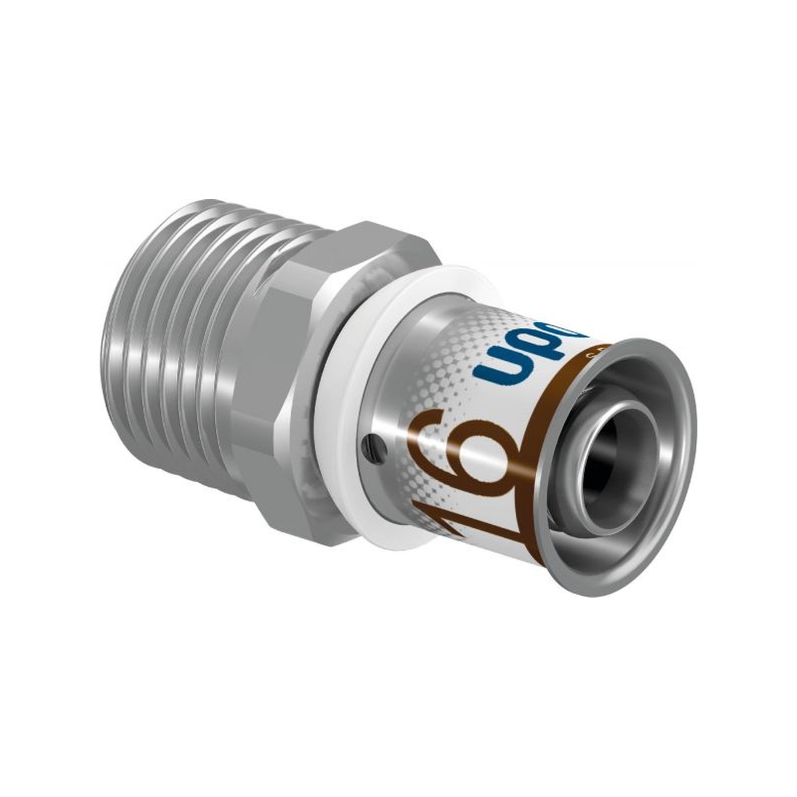 Uponor S-Press PLUS Übergangsnippel 16mm DN20 3/4 AG Pressmuffe Messing verzinnt DVGW 1070503