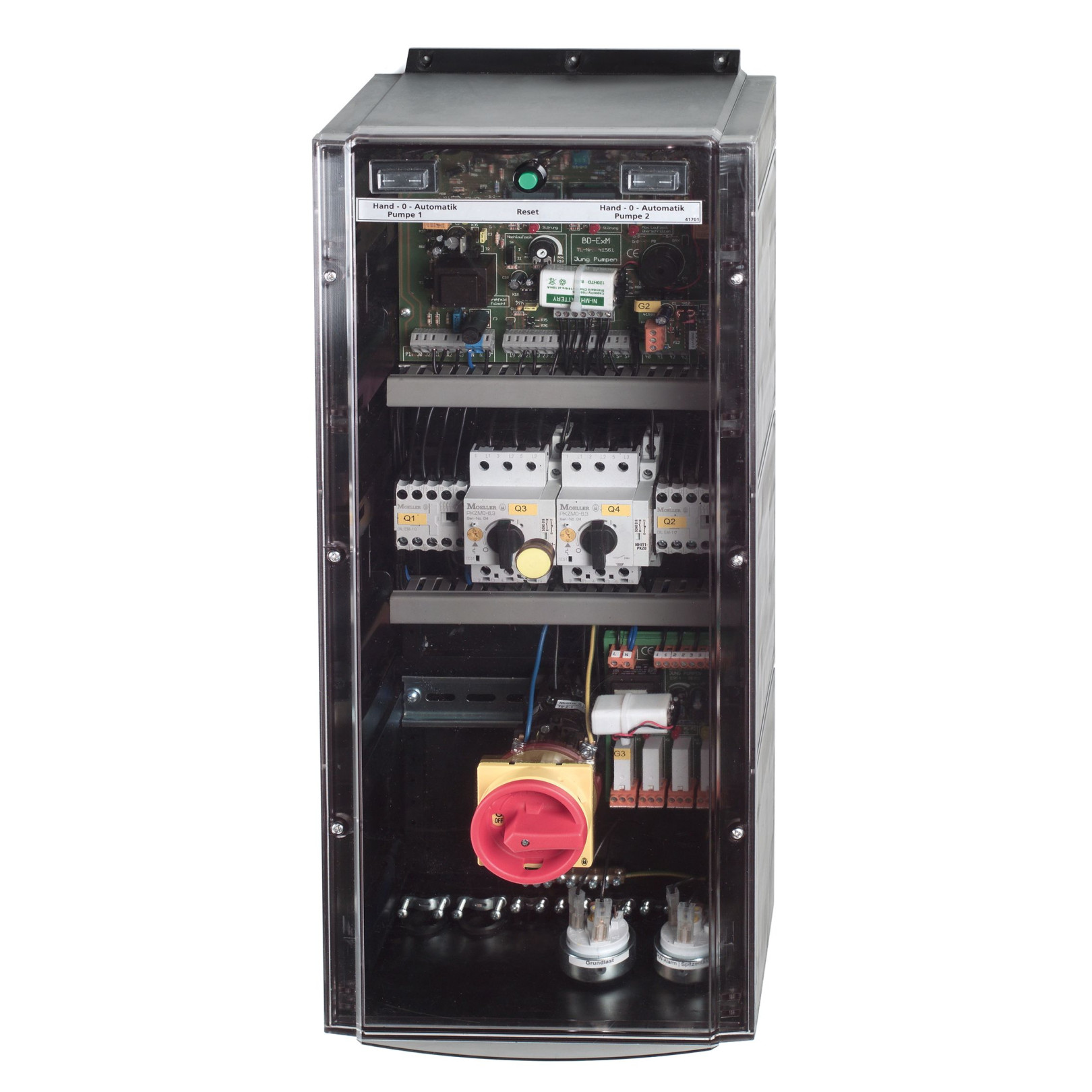 Jung Steuerung Basiclogo BD 00 E Doppelanlage niveauabhängig 2 Motorschütze 230 V IP44 JP45735