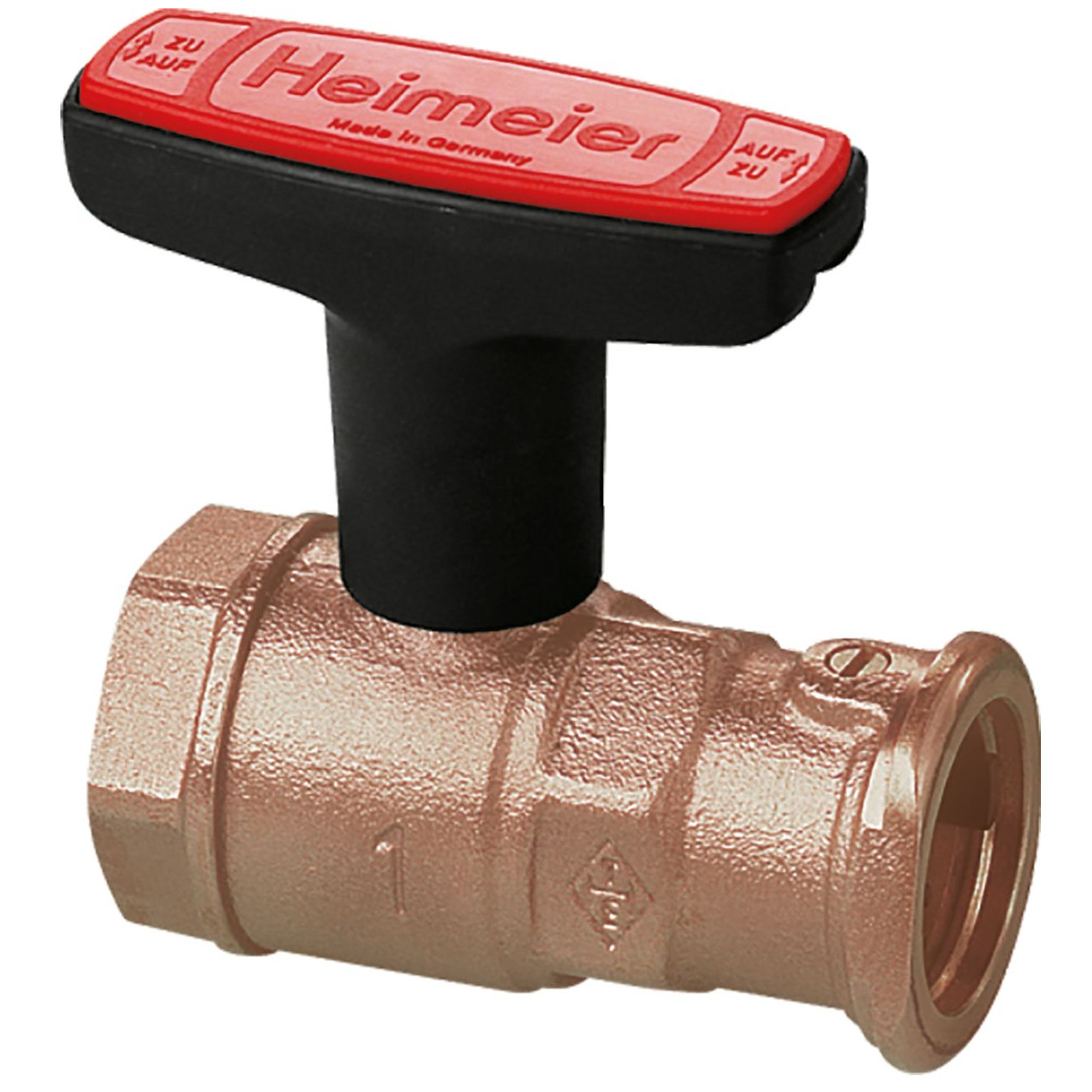 Heimeier Pumpen-Kugelhahn Globo P-S 1 Zoll Schwerkraftbremse Rotguss DN25 0630-04.000