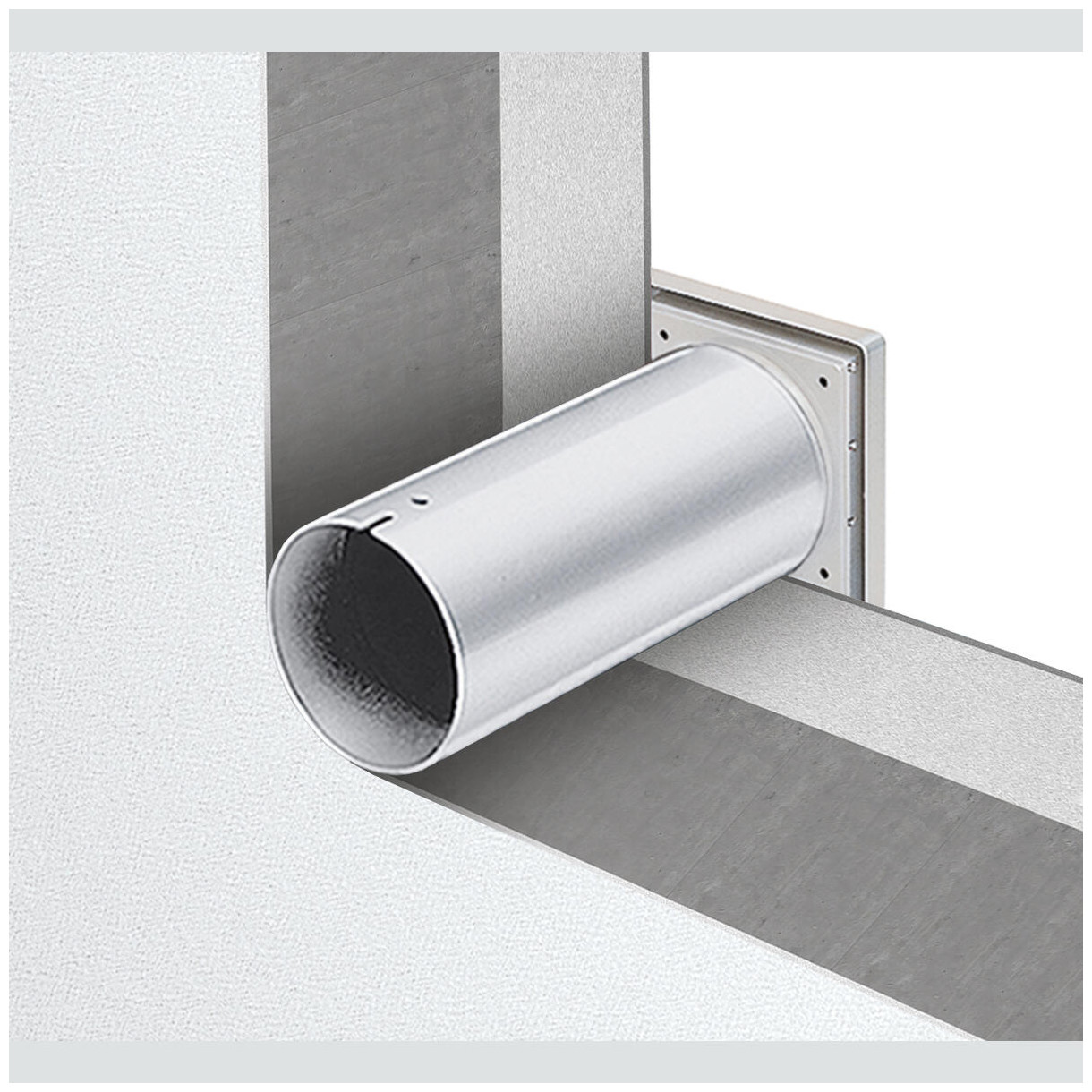 Helios Wandeinbausatz WES 100 Kunststoffrohr UP-Einbau verstellbar 260-500 mm Verschlussklappe Gitter 00717