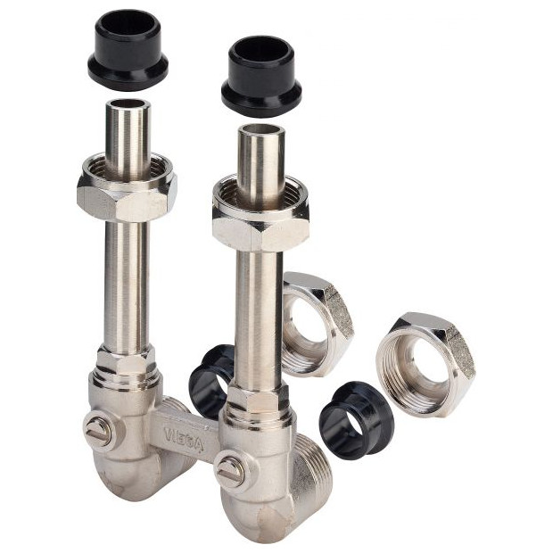 Viega Heizkoerperanschluss-Stueck 1097.7 15 Messing matt-vernickelt absperrbar Verschraubungen 364052