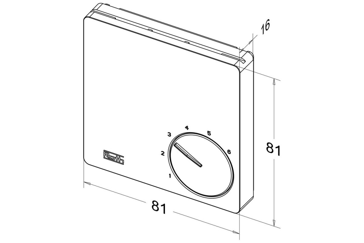 Roth Raumthermostat Basicline H/C 230V Heizen Kühlen LED 1135007406