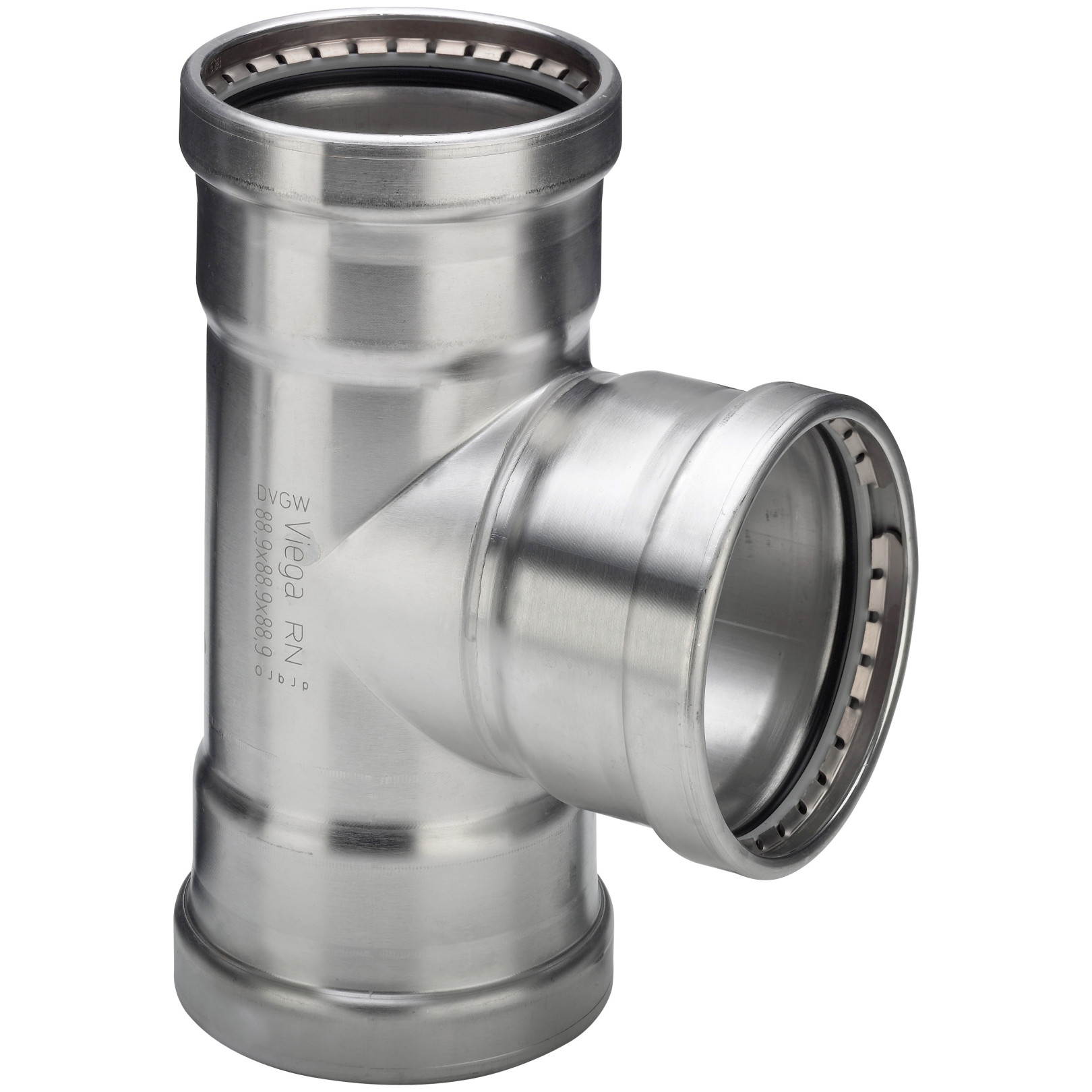 Viega T-Stück Sanpress Inox 2318 XL 482756 Edelstahl 88,9x76,1x88,9mm EPDM SC-Contur HAN 482756