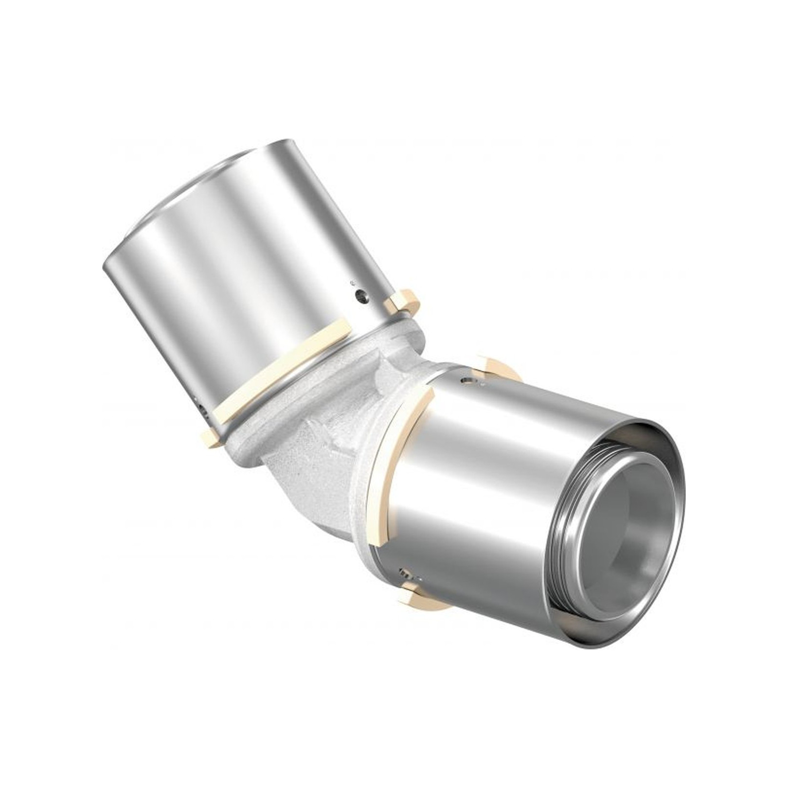 Uponor S-Press Winkel 45 Grad 40 mm Pressmuffe Messing verzinnt Edelstahlhülse DVGW 1046913