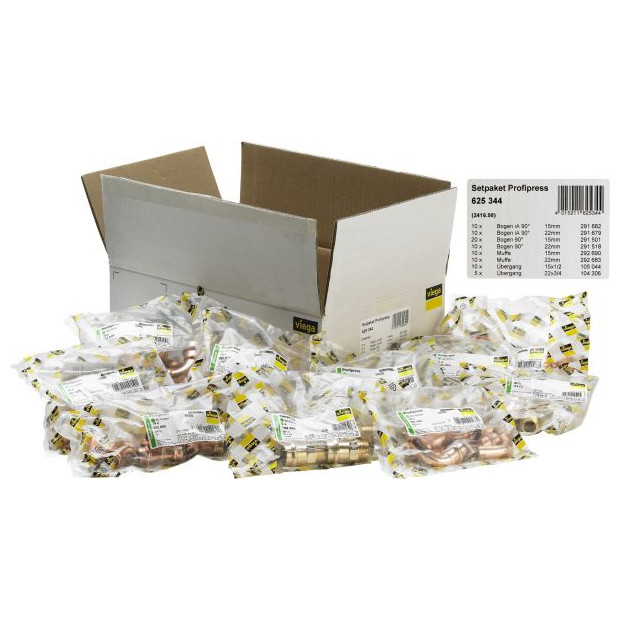 Viega Pressfittings Profipress-Paket SET-12 Kupfer Form-Verbindungsstücke 625344
