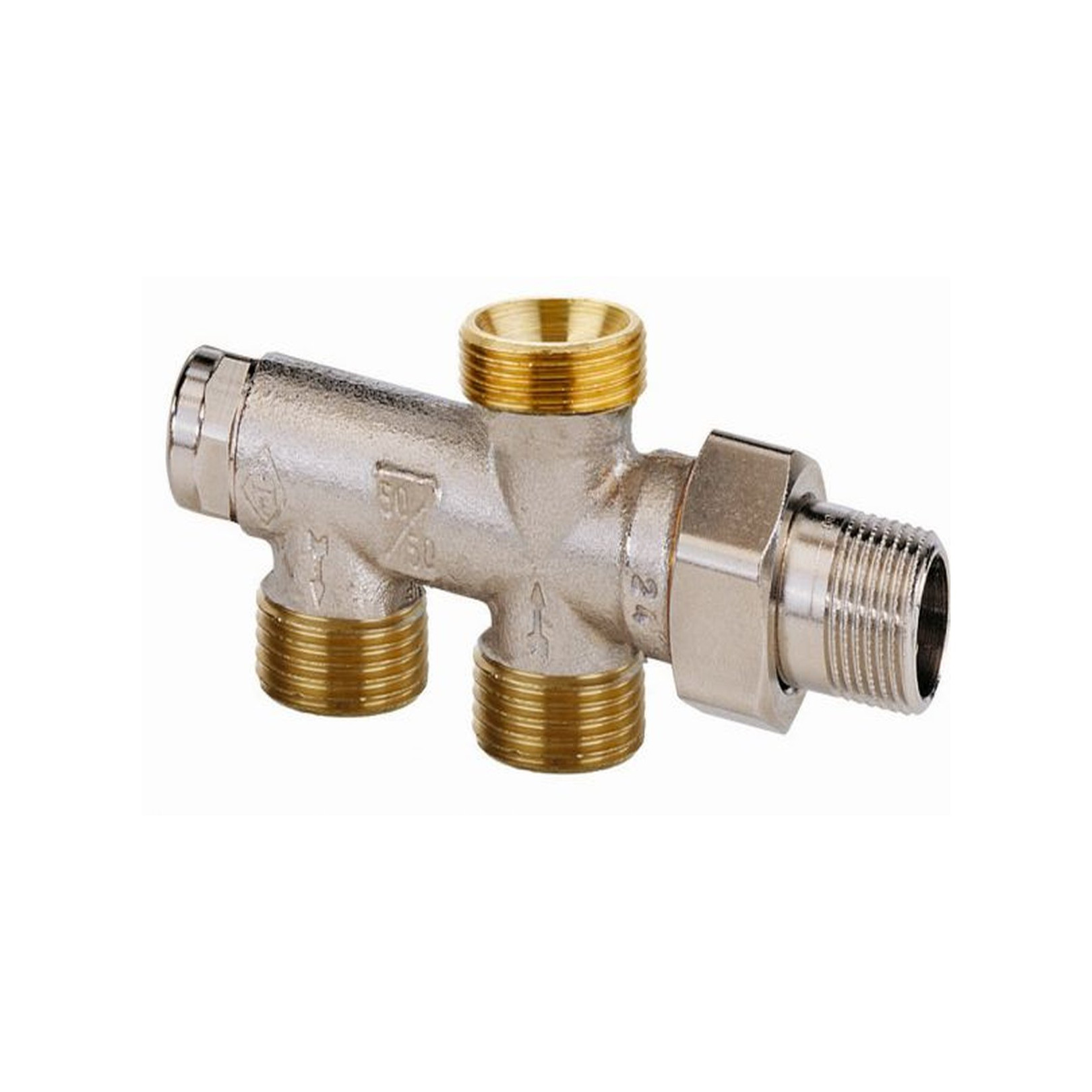 IMI Heimeier Duolux 3803-02.000 Einrohrverteiler DN 15 Absperrung Messing vernickelt 3803-02.000