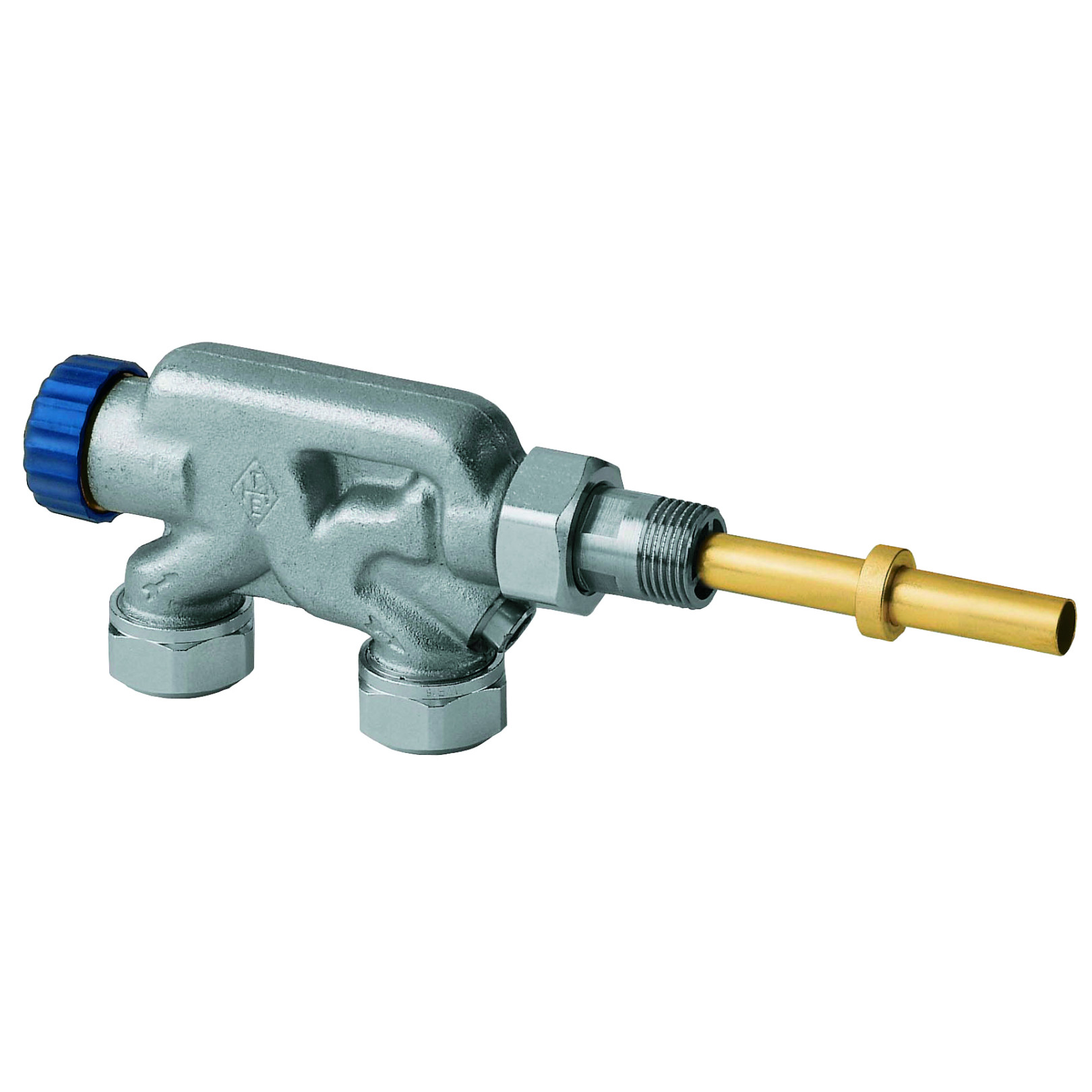 IMI Hydronic Einrohrventilunterteil Heimeier 3871-02 G 3-4 Zoll Tauchrohr Rotguss vernickelt 3871-02.000