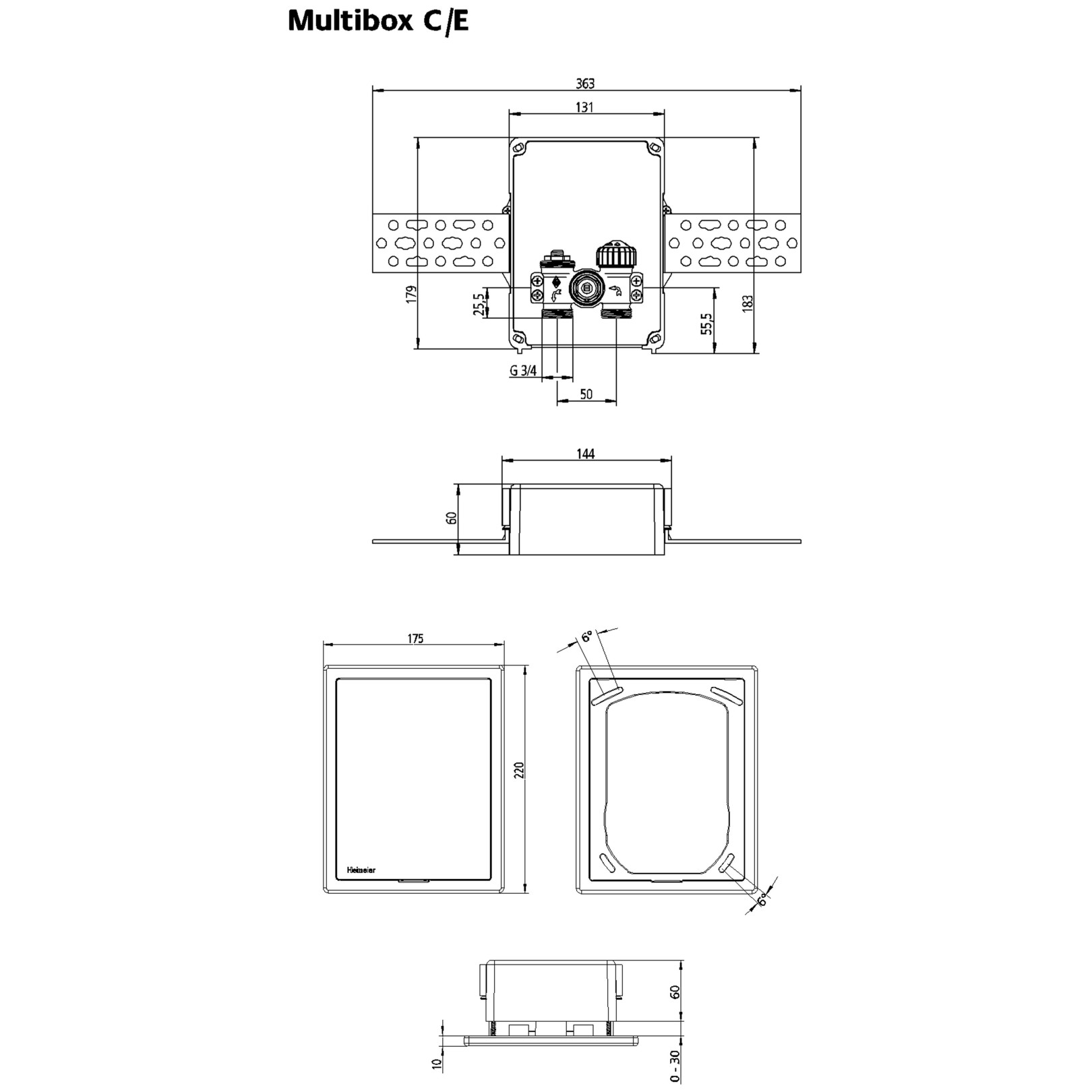 Heimeier Rücklauftemperaturbegrenzer Multibox C/E RAL 9016 Kvs 1.35 Thermostatventil 9308-00.800