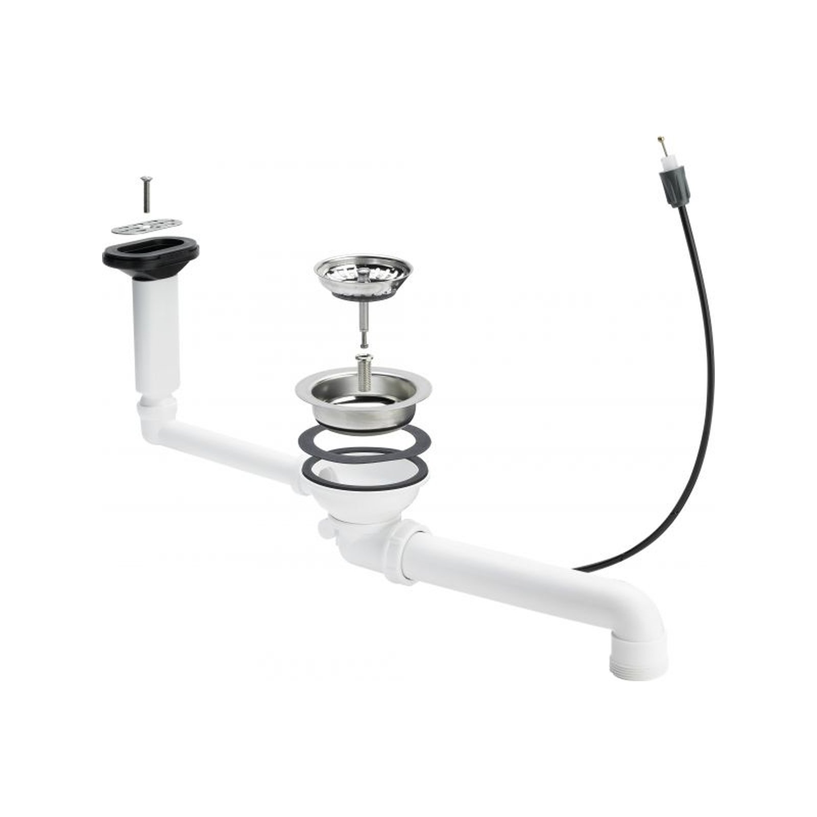 Viega Ablaufventilset 7139.163 Bowdenzugmechanik Überlauf waagerecht Edelstahl Kunststoff weiß 699871