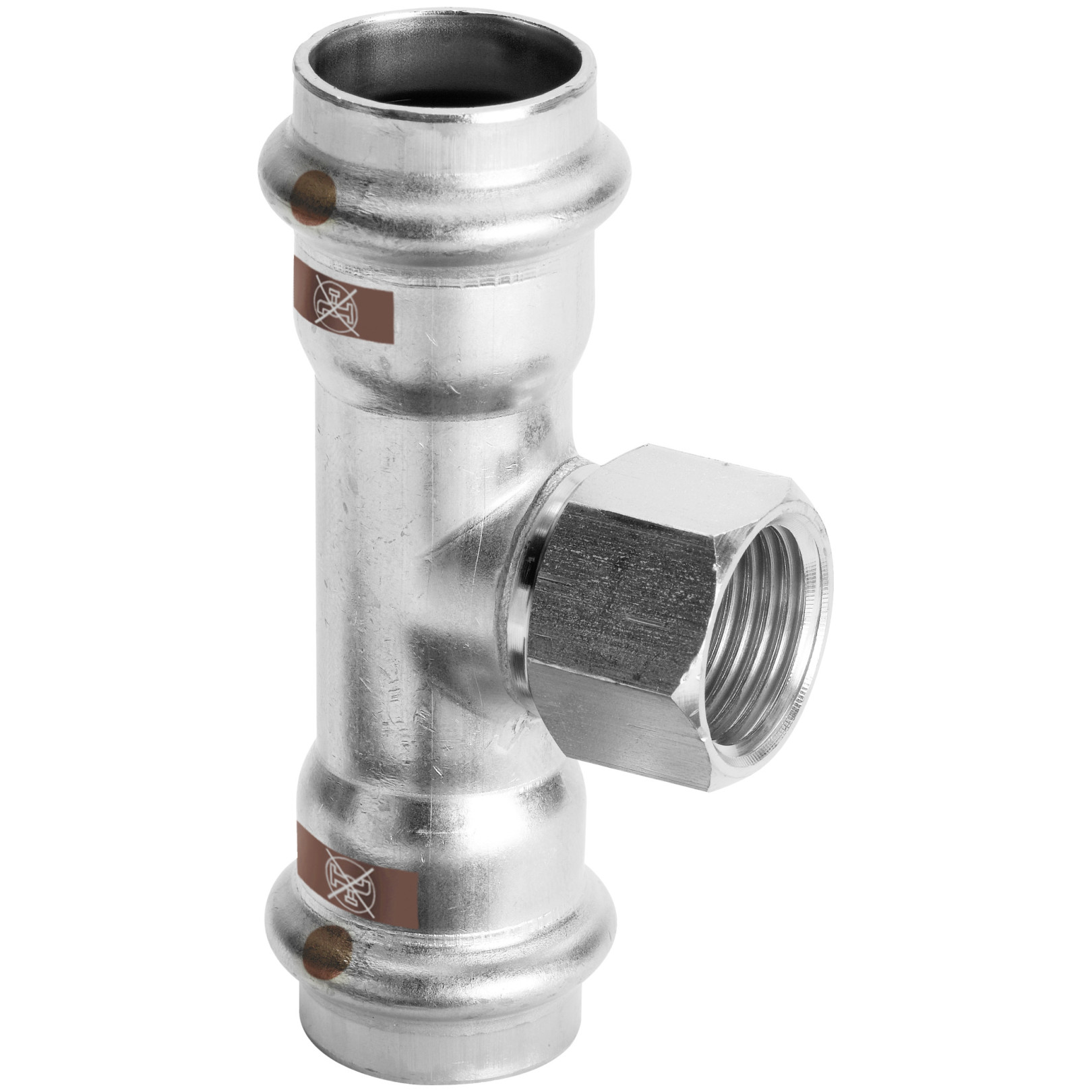 Viega T-Stück Temponox 1717.2 22mm Rp3-4 22mm Stahl nichtrostend SC-Contur EPDM 810894
