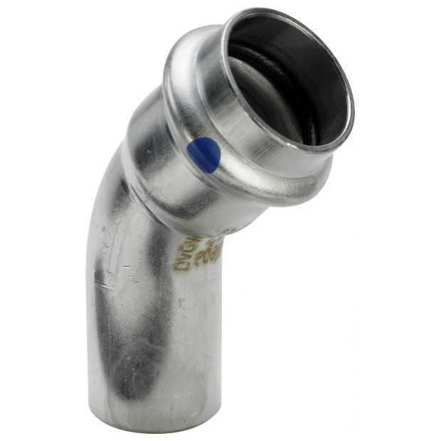 VIEGA Bogen 45 Grad Sanpress Inox 2326.1LF SC-Contur LABS-frei Edelstahl 15mm EPDM 664978