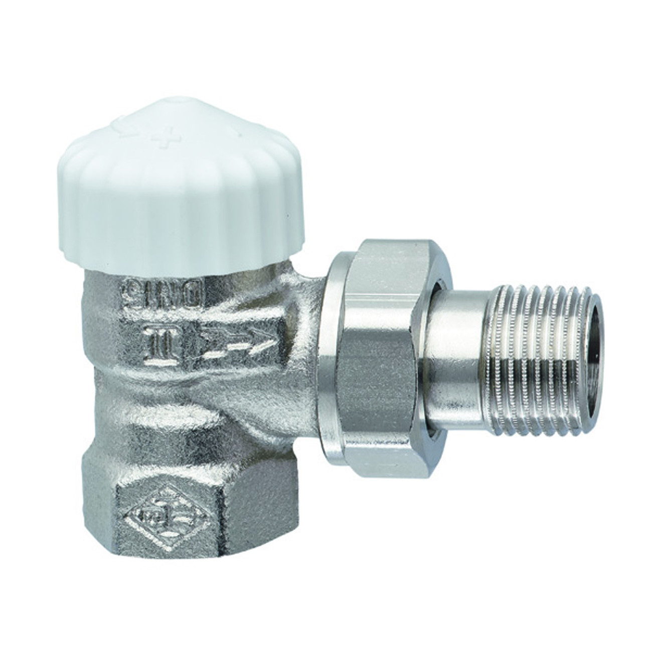 IMI Heimeier Ventilunterteil V-exact II Eck 1-2 Zoll vernickelt Rotguss 3711-02.000