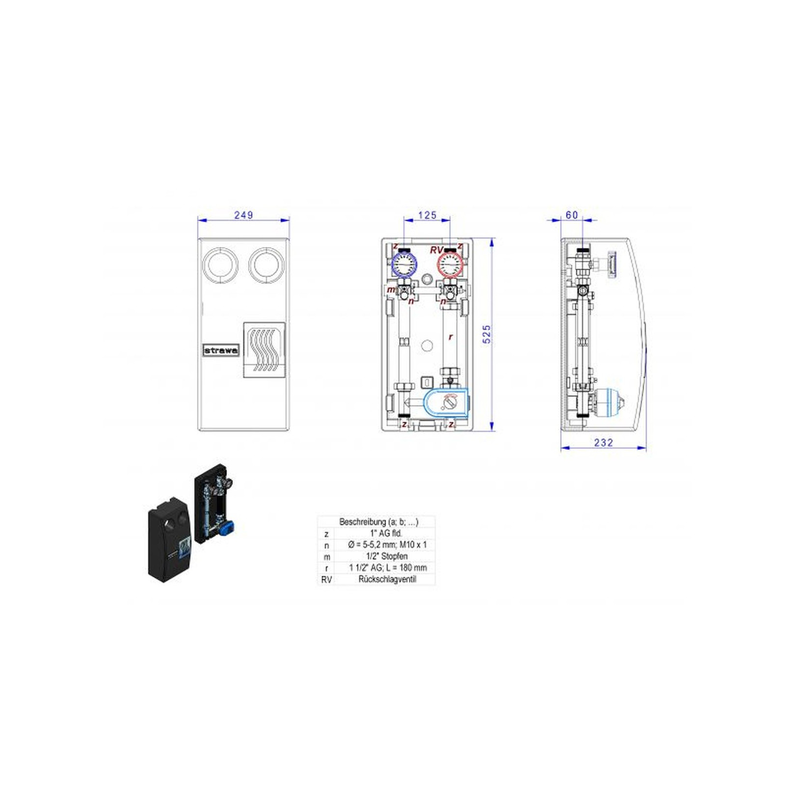 Strawa strawi 125-25 Aufbaugruppe MK0-180-SM Heizkreis ohne Pumpe Stellmotor 7211001