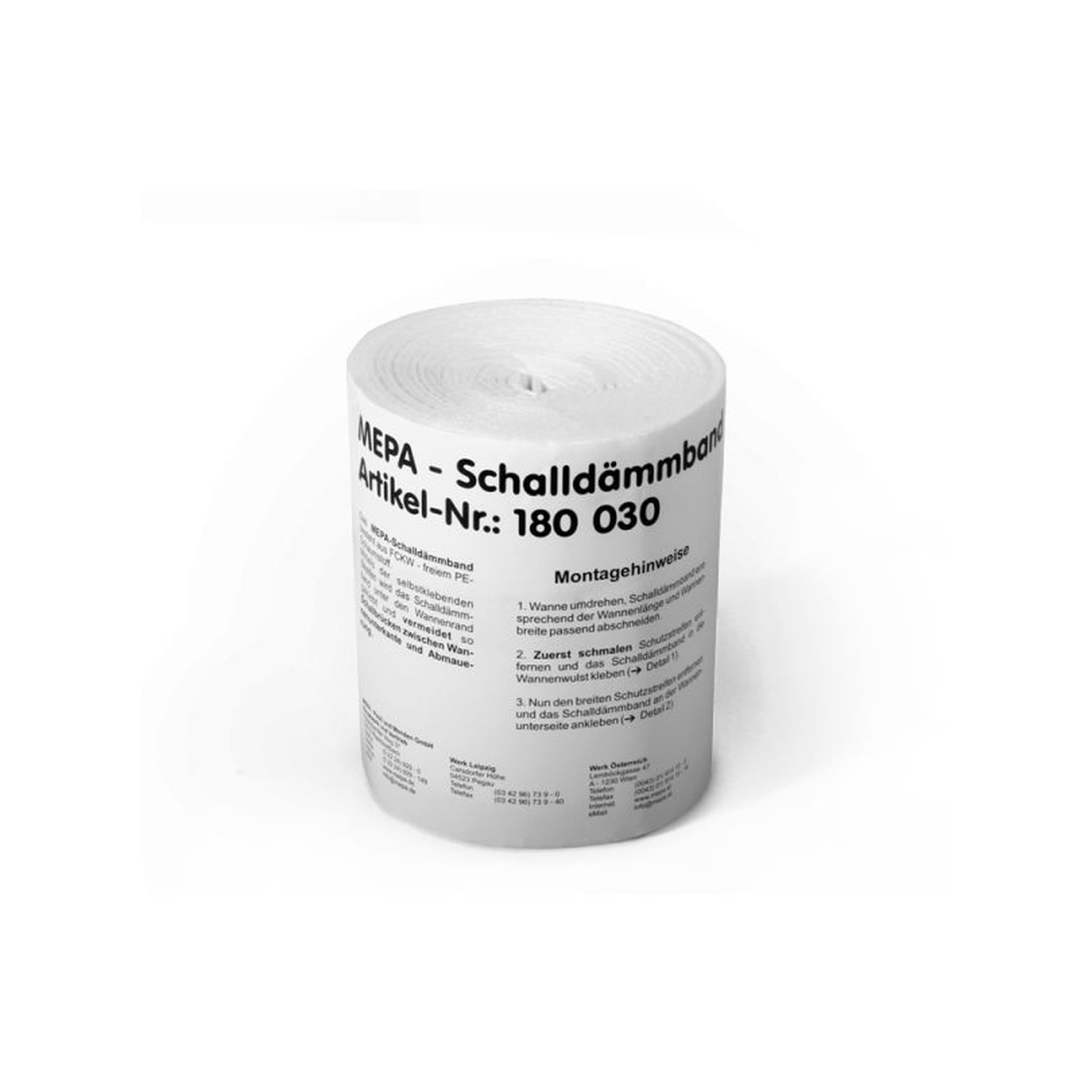 MEPA Schalldämmband DUO 180030 Fixlänge 3,30m selbstklebend PE-Schaumstoff Silikonfolie 180030