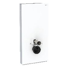 Geberit Sanitärmodul Monolith Wand-WC 101cm Glas Weiß Seitenverkleidung Aluminium gebürstet 2-Mengen-Spülung 131022SI5