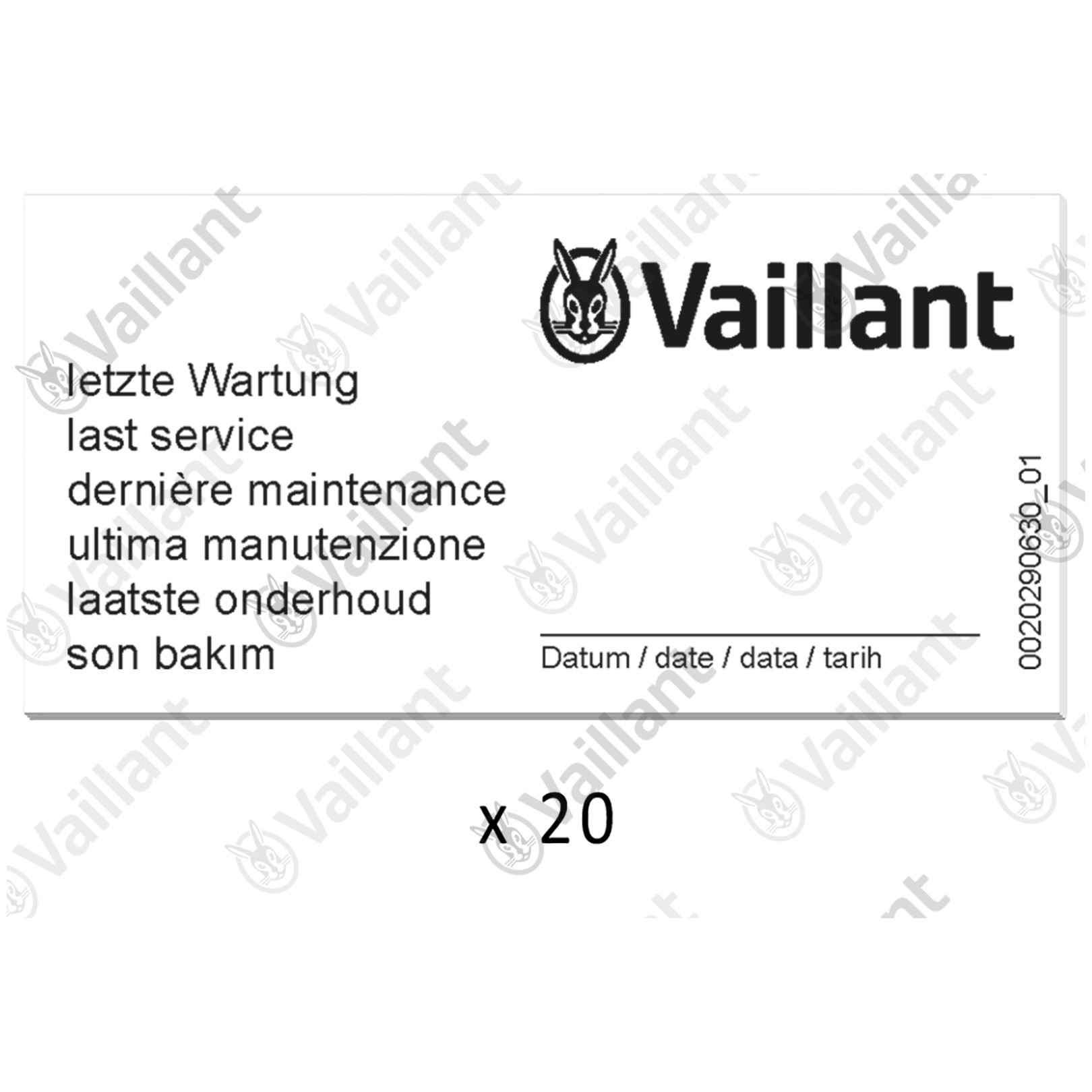 Vaillant Wartungsaufkleber 20 Stück kompatibel Heizsysteme 0010027639