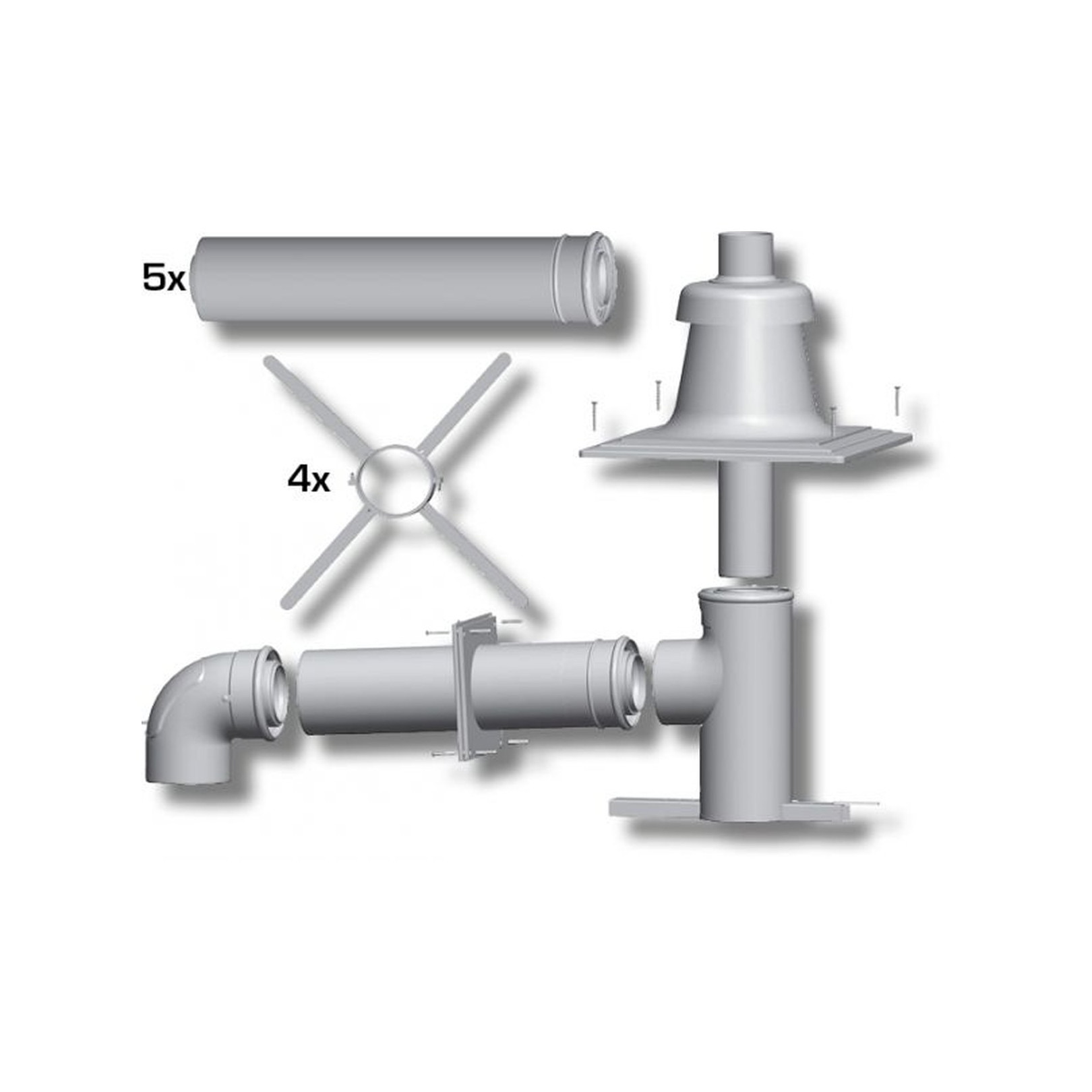 Wolf Paket Luft-Abgasfuehrung DN60-100 konzentrisch Schacht Abdeckung Kunststoff 2651750Z05