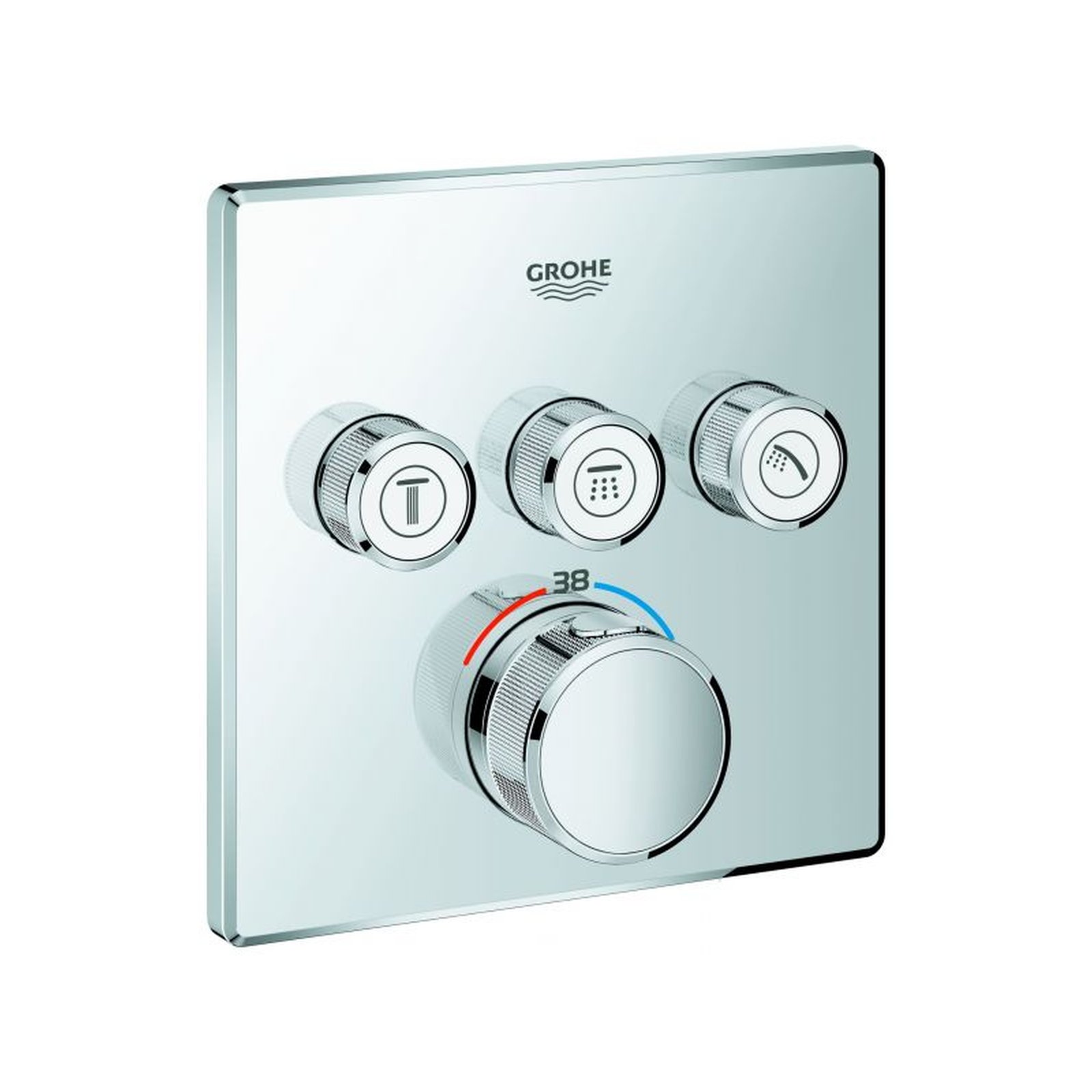 GROHE Thermostat Grohtherm SmartControl 29126 eckig 3 Absperrventile chrom SmartControl-Button Hersteller-Artikelnummer 29126000 GROHE Thermostat Grohtherm SmartControl 29126 eckig 3 Absperrventile chrom SmartControl-Button Hersteller-Artikelnummer 29126000