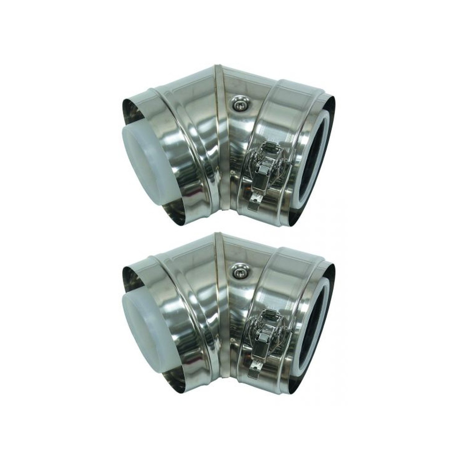 Vaillant Bogen 45 Grad 2 Stück konzentrisch 80 125 Fassadenverlegung PP Edelstahl Klemmschellen 0020042757