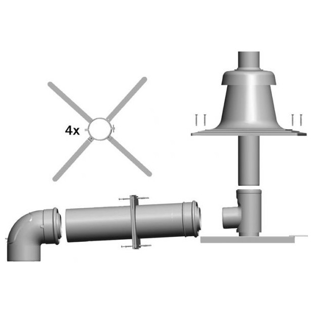 WOLF Anschluss-Set DN80-125 C93x DN110 Schacht Abdeckung PP raumluftunabhängig 2652253