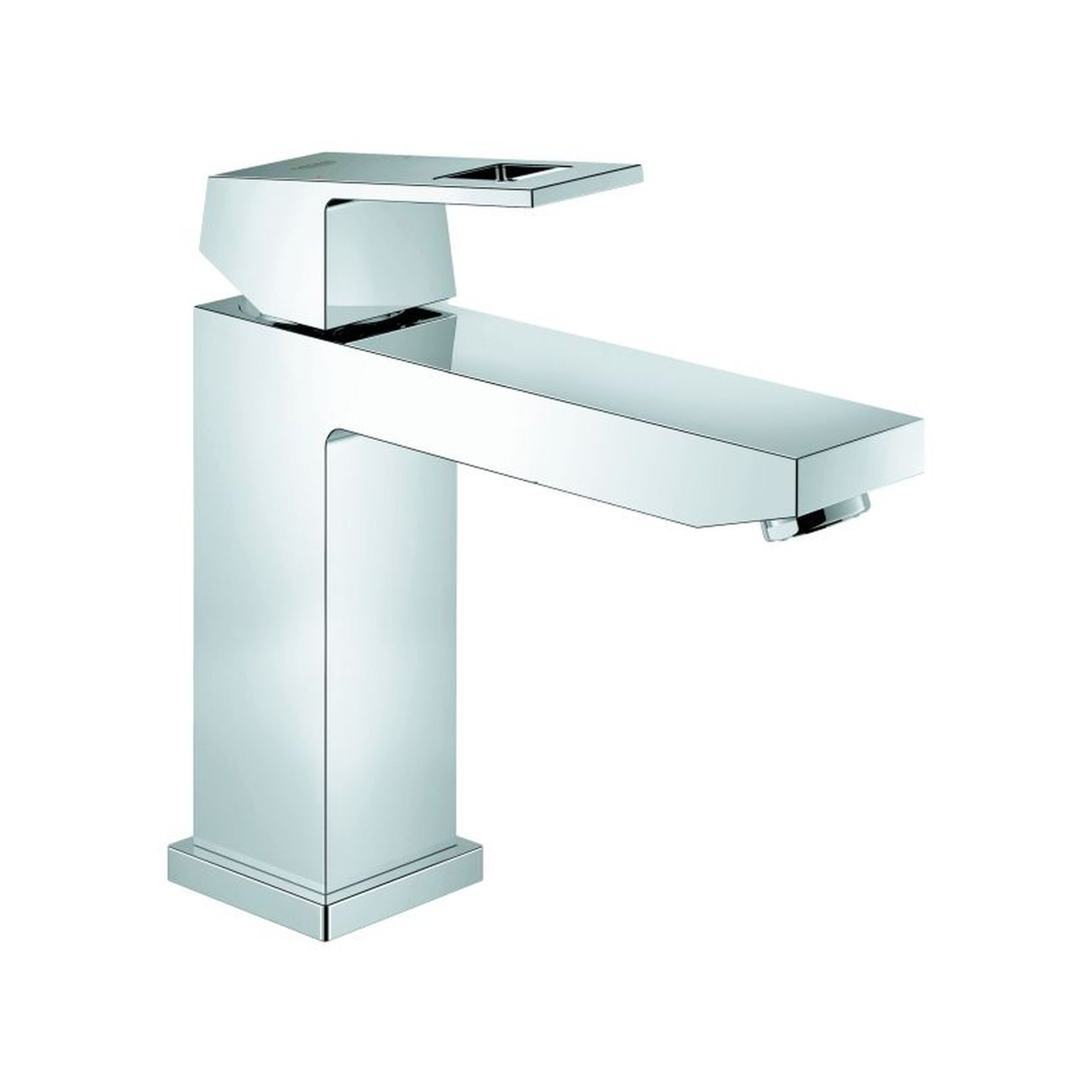 Grohe Einhebel-Waschtischbatterie Eurocube 234 mittelhohe Ausführung glatter Körper Chrom SilkMove 28 mm Keramikkartusche Temperaturbegrenzer 23446000