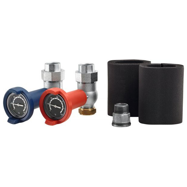 BOSCH Anschluss-Set Inneneinheiten 28 mm G 1 1/4 Kugelhahn Thermometer Isolierung 8732962227