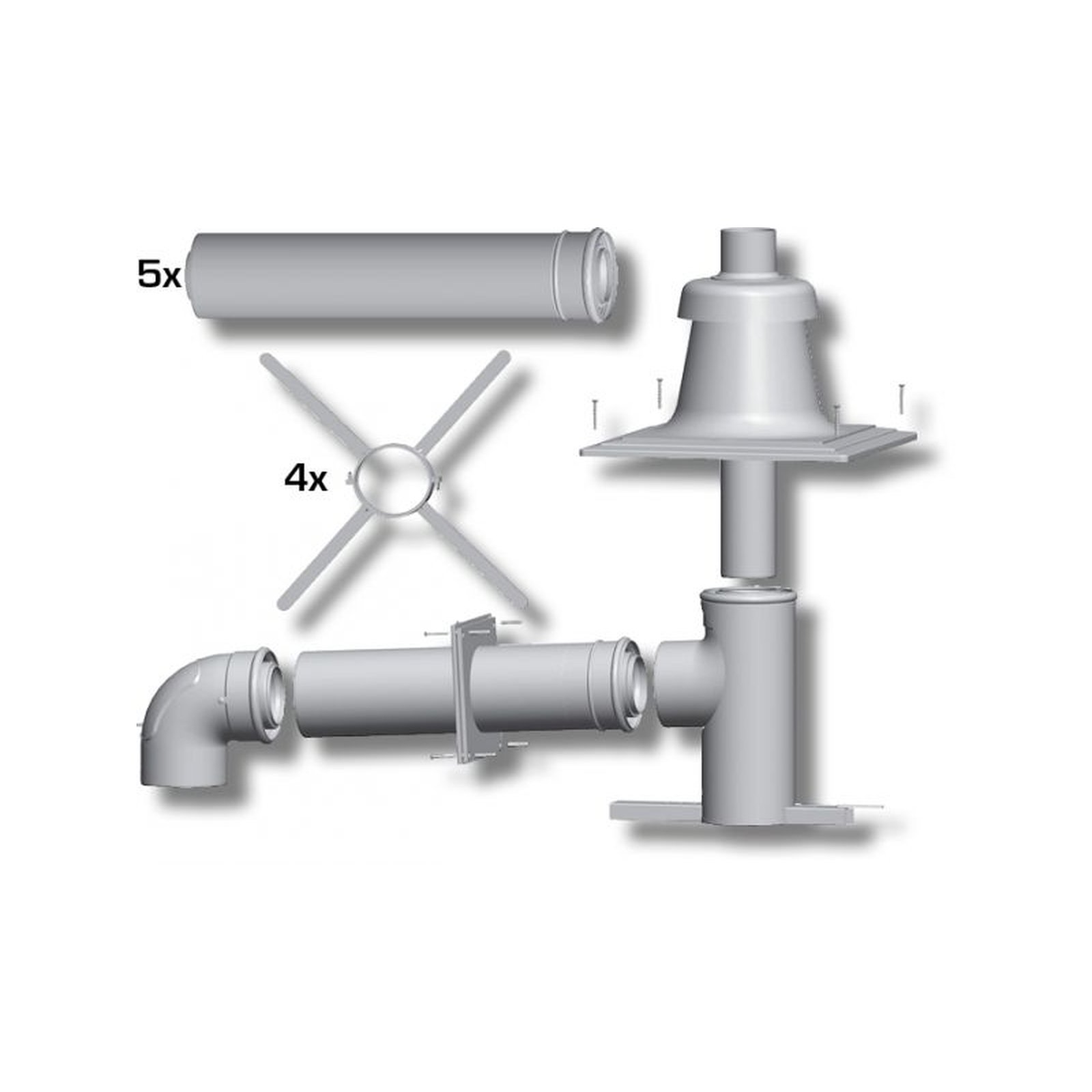 WOLF Paket Luft-/Abgasführung DN80/125 konzentr. im Schacht, Abdeck. Kunststoff