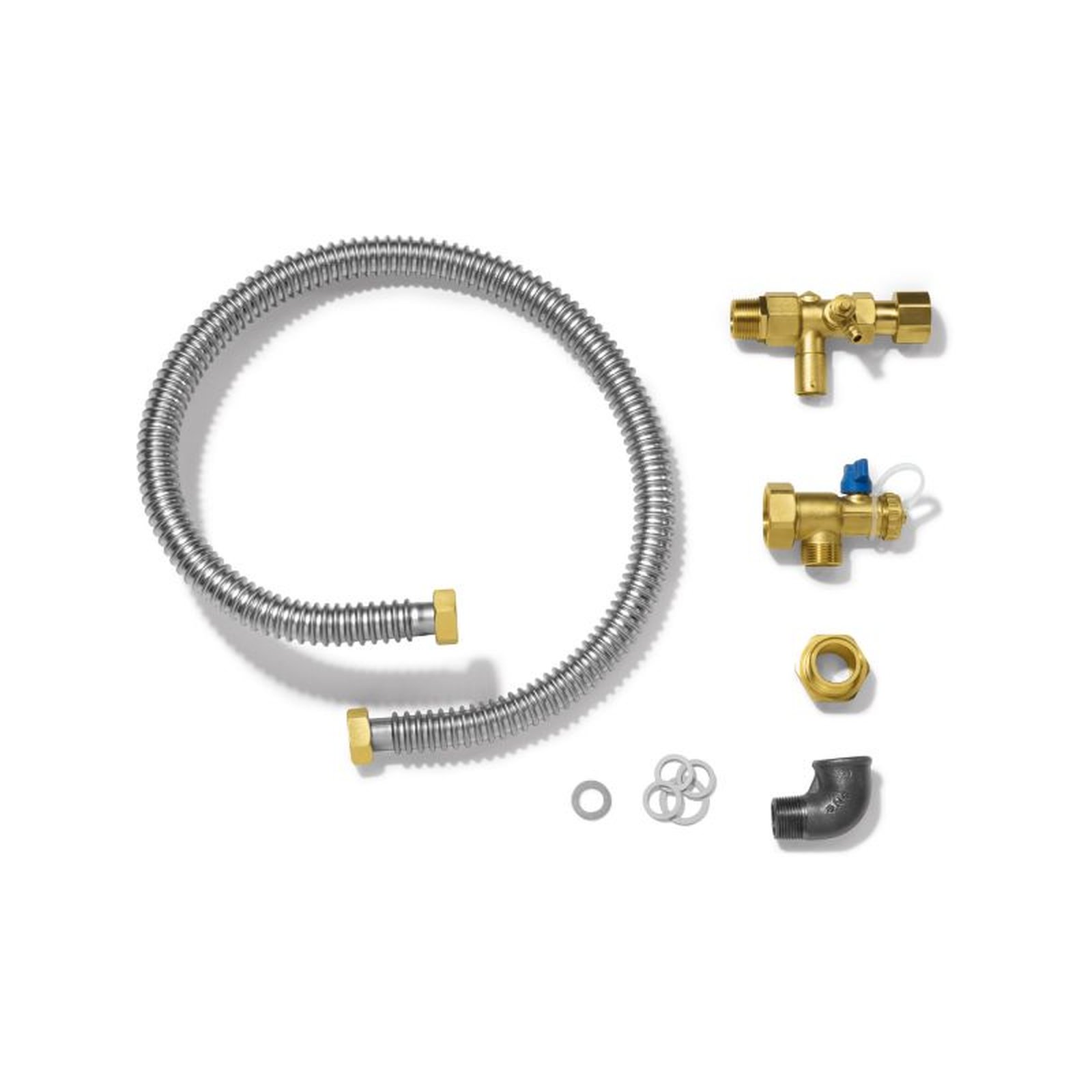 Buderus Anschluss-Set Ausdehnungsgefäß AAS Edelstahlschlauch 3/4 Zoll 1 m KFE-Ventil Kappenventil 8718582096