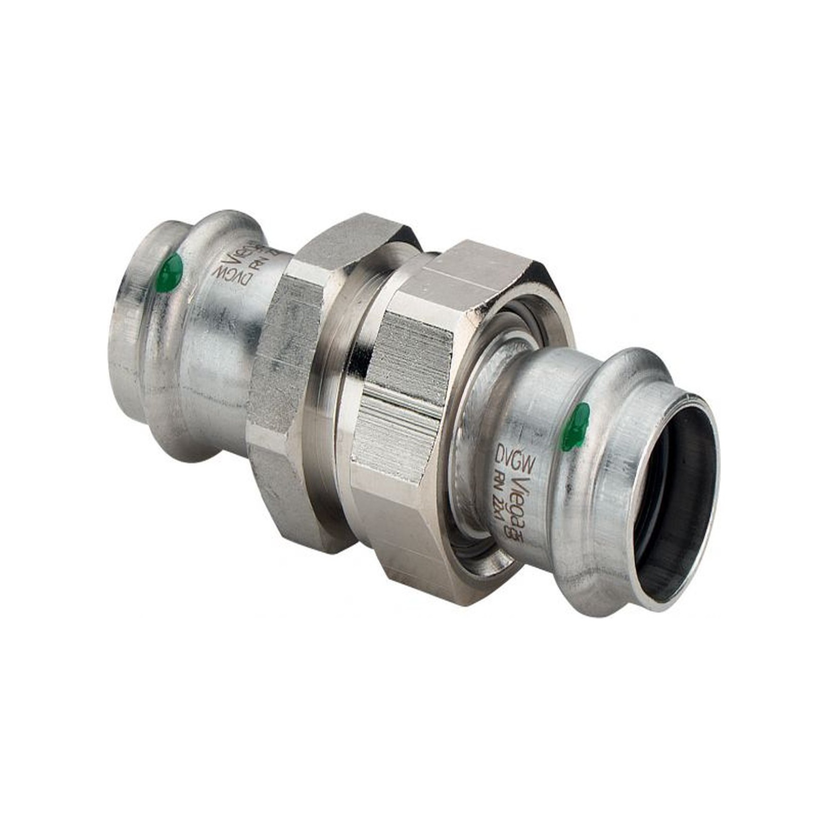 Viega Sanpress Inox 2360 Verschraubung 42mm flachdichtend Edelstahl 437435