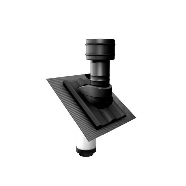 Gebavent Dachhaube Steildach Lüftung SDL 100/125 schwarz wärmegedämmt DN125 Reduzierung DN100 Dachneigung 6-60 Grad SDL100125S