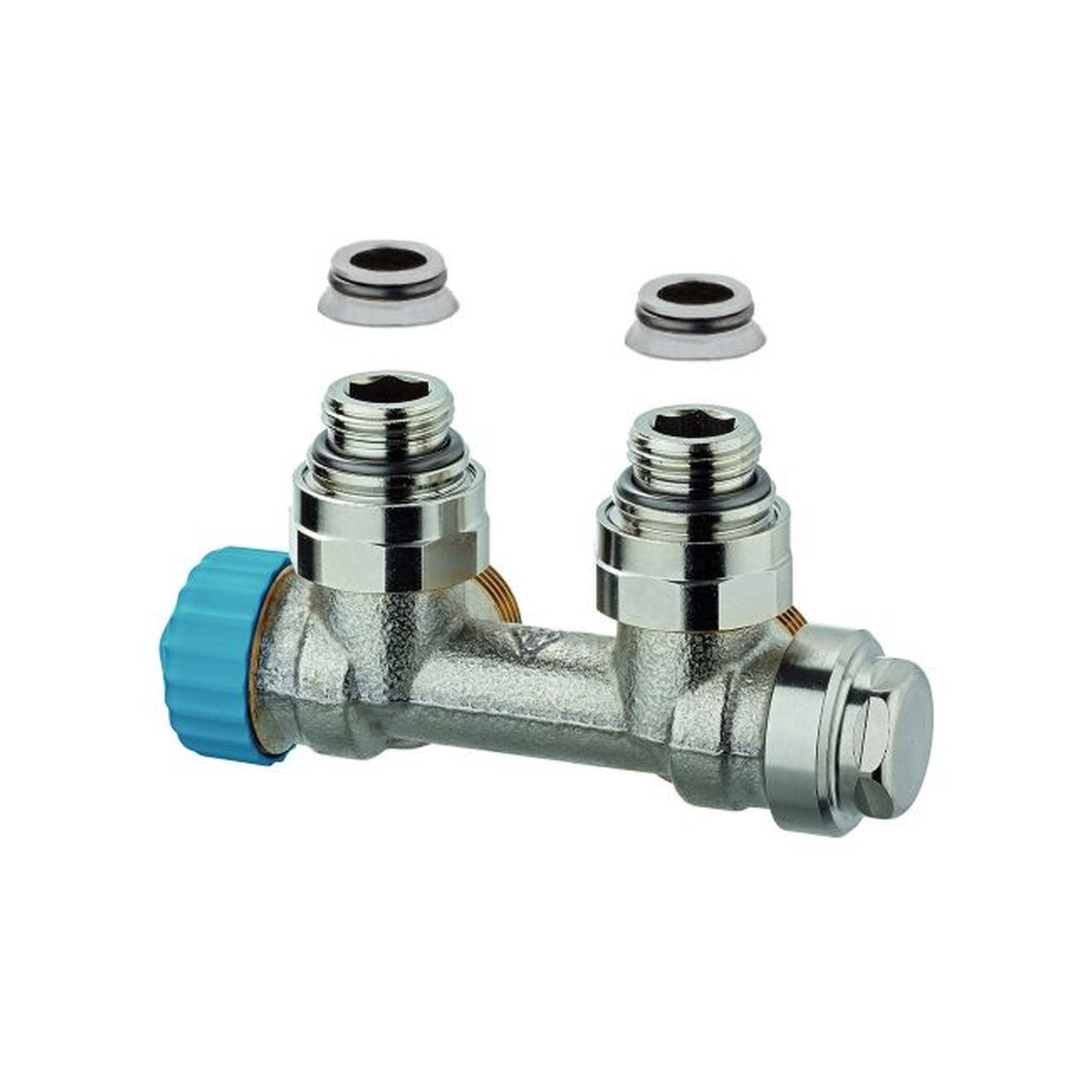 Heimeier Multilux Th-Ventil Einrohrsystem Eckform Heizkörperventil 50 mm DN 15 DN 20 vernickelt 3855-02.000