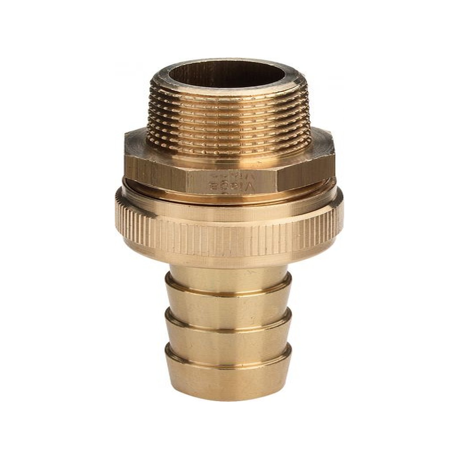 Viega Standrohrverschraubung Messing R 1 1/4 x 1 1/4 x G 1 1/2 konisch dichtend Rändelüberwurfmutter Mehrkant 119454