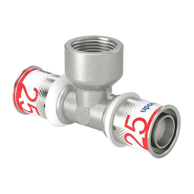 UPONOR Verbundrohr Fitting S-Press PLUS T-Stueck 25-Rp3-4FT-25 Edelstahl Presshuelse Innengewinde 1070599