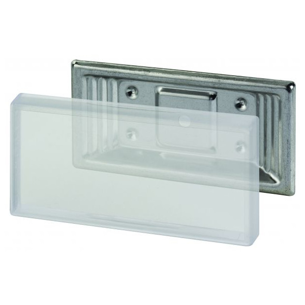 Flamco Simplex Anschraub-Schilderhalter Edelstahl Kunststoff Klarsichtabdeckung 100x50mm F55006