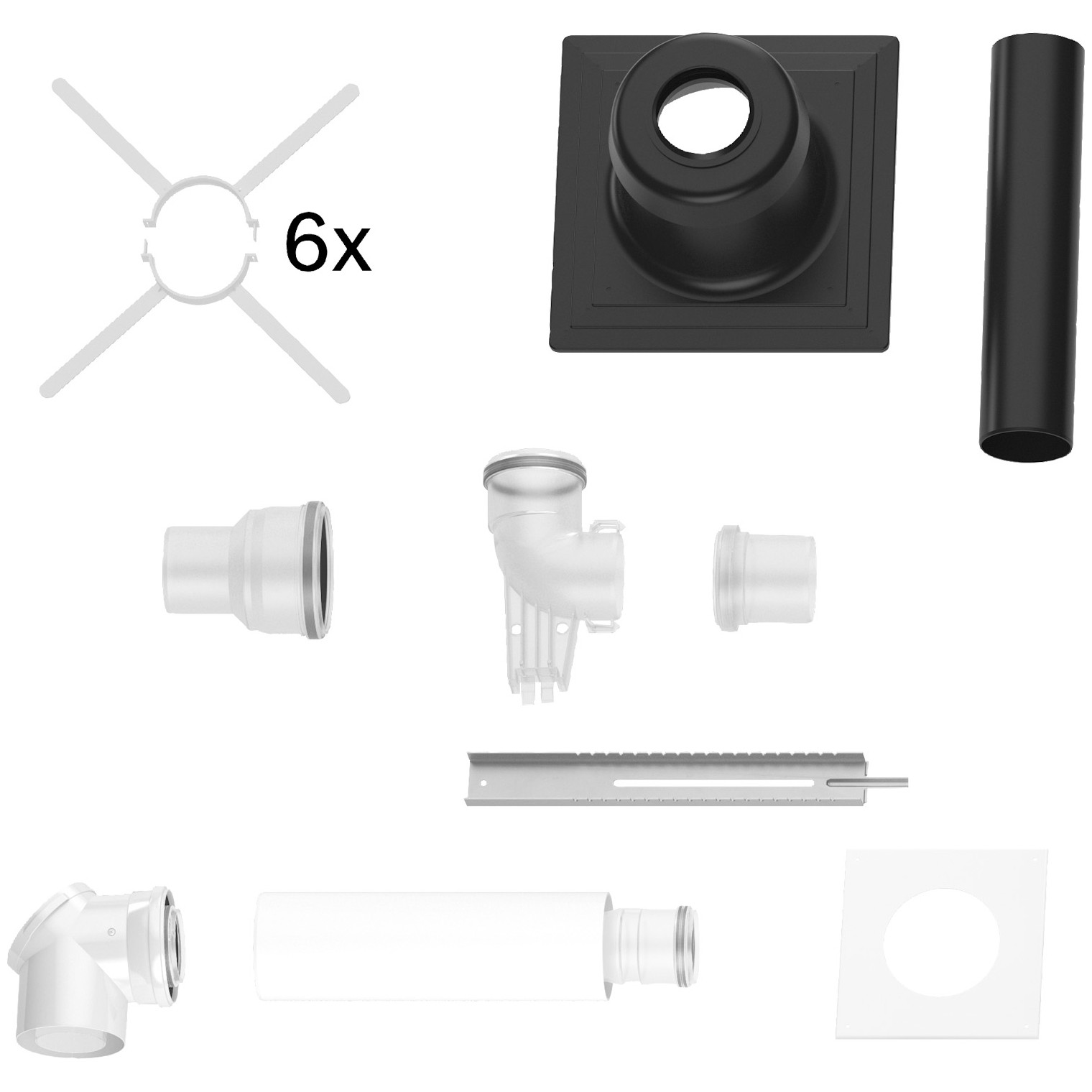Bosch Abgaszubehör FC-Set80-C93x Grundbausatz 80/125-110 Kunststoff Schacht oben Anschluss oben 7738112548