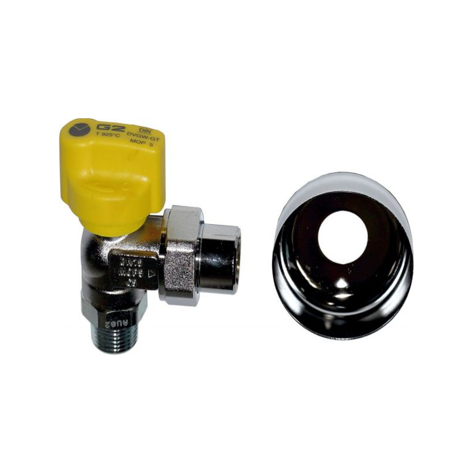 Wolf Gaskugelhahn Eckform Rp1/2 thermische Sicherung verchromt Unterputz 2011013