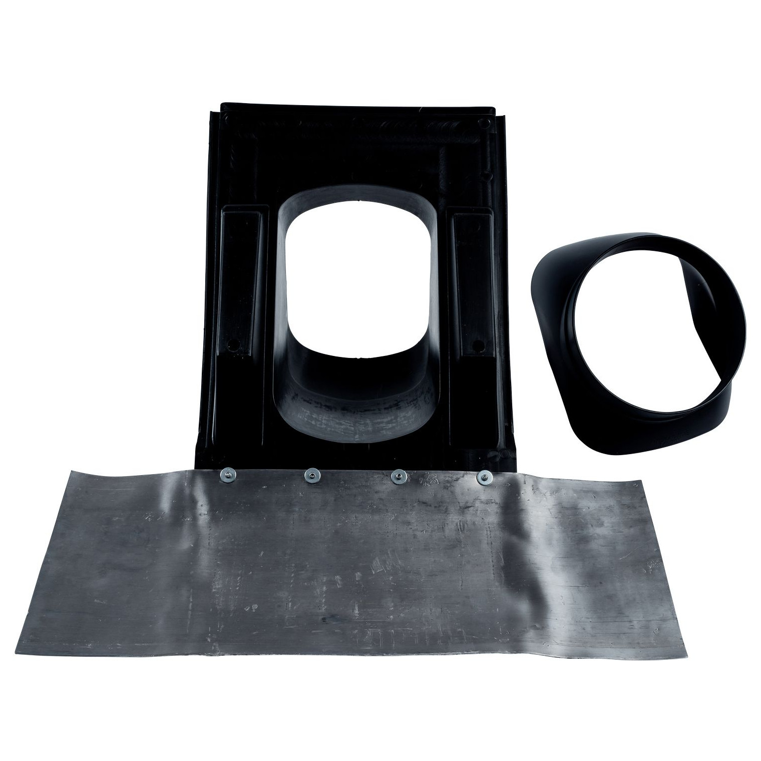 WOLF Universalpfanne Schrägdach 25-45 Grad schwarz flexible Bleischürze Luft Abgasführung DN125 1720200