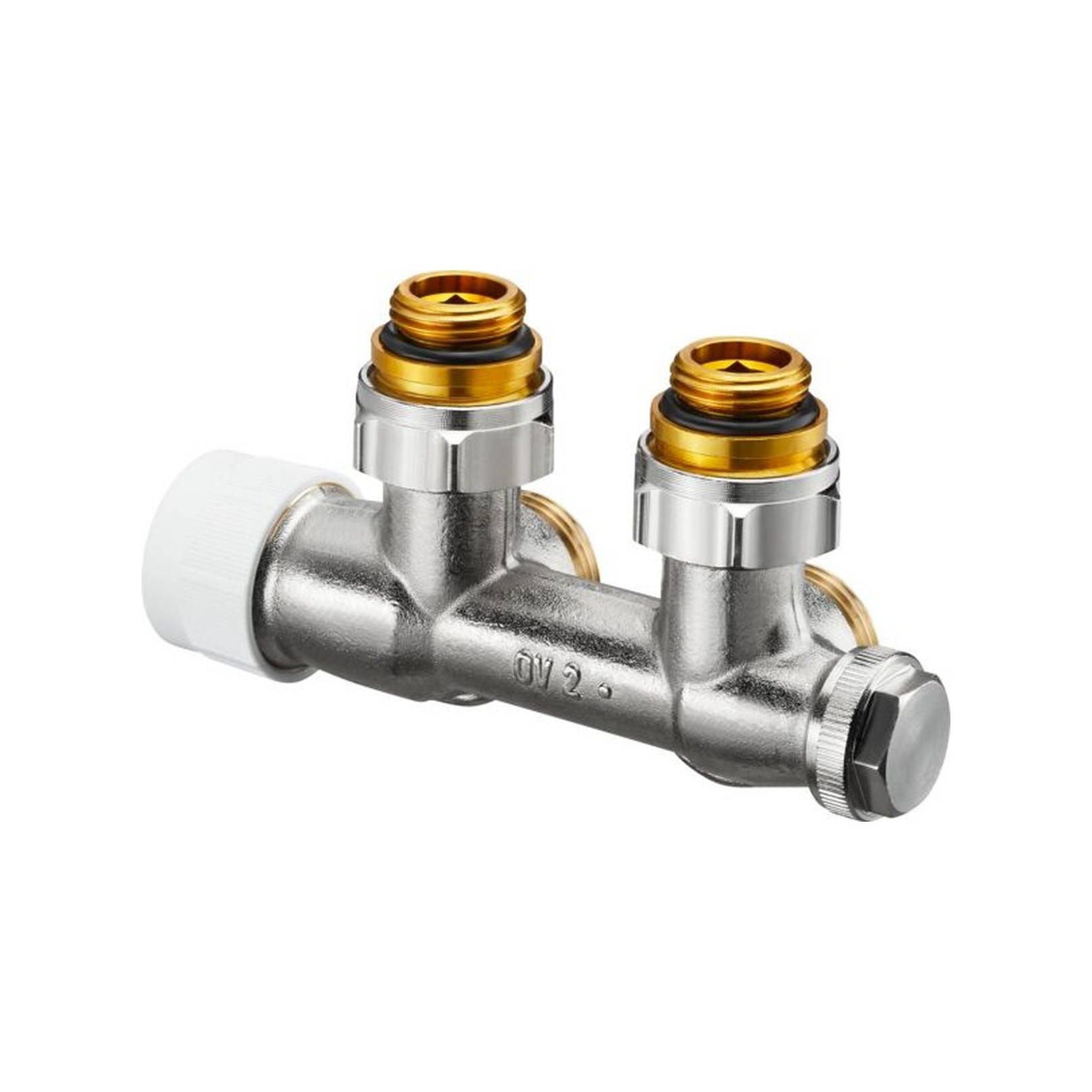 Oventrop Zweirohrarmatur Multiblock T 1/2 Zoll x 3/4 Zoll Messing Eckform 1184084