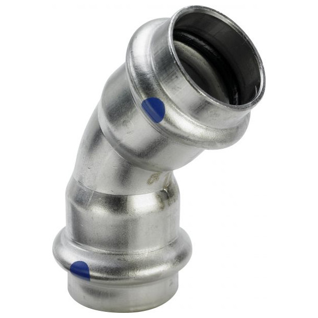 VIEGA Bogen 45 Grad Sanpress Inox 2326LF SC-Contur LABS-frei Edelstahl Pressfitting 15mm 664879