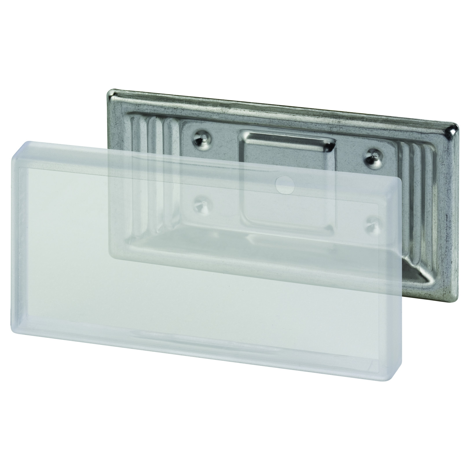 Flamco Simplex Anschraub-Schilderhalter Edelstahl Kunststoff Klarsichtabdeckung 100x50mm F55006