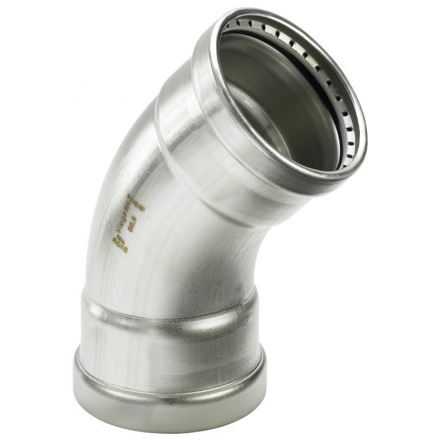 VIEGA Bogen 45 Grad Sanpress Inox 2326XLLF SC-Contur LABS-frei Edelstahl 64mm EPDM 664961