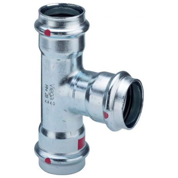 Viega T-Stück Pressfitting Prestabo 1118 42x18x42mm C-Stahl verzinkt EPDM SC-Contur 704698