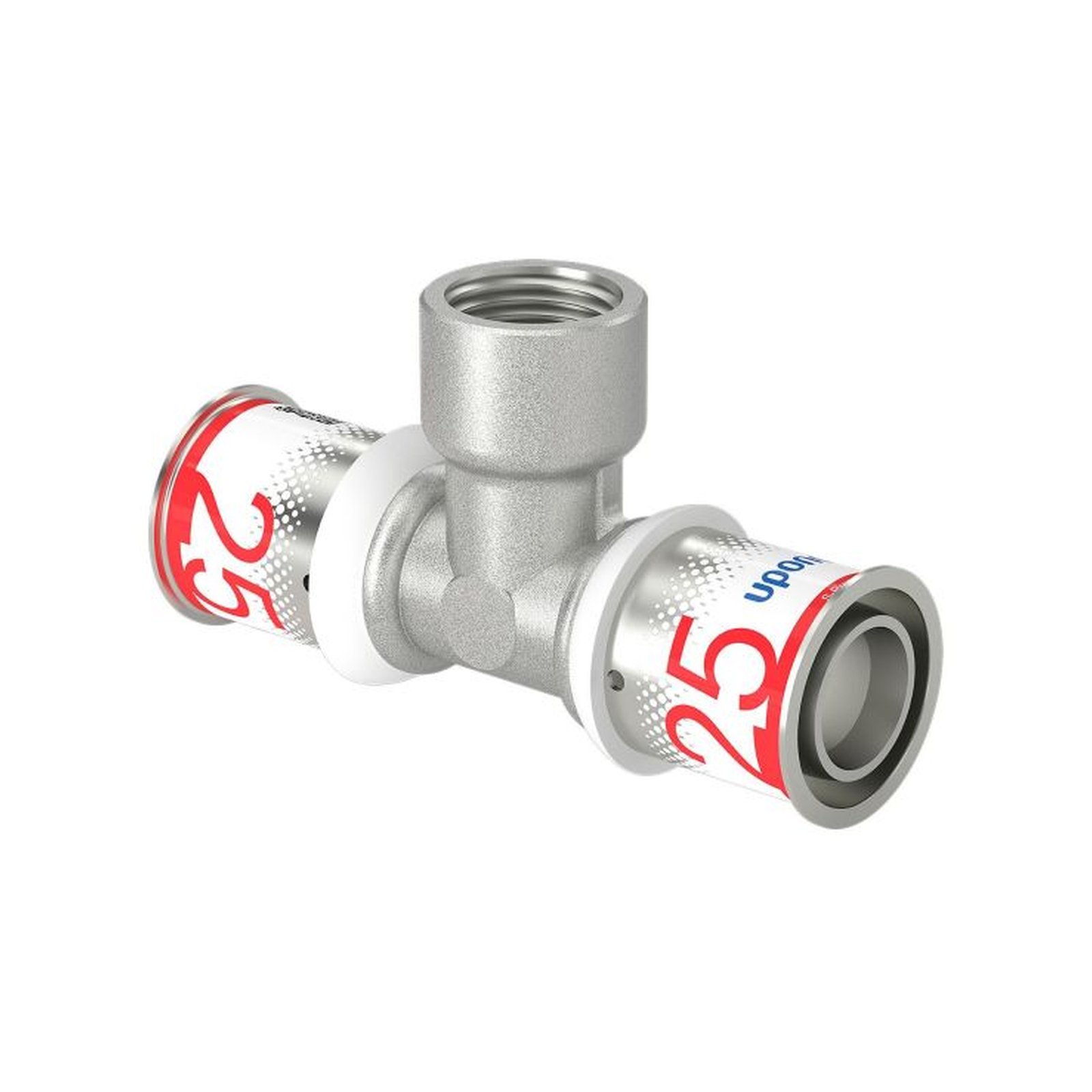 Uponor S-Press PLUS T-Stück 25 mm DN15 1/2 Zoll IG Pressfitting Messing verzinnt DVGW 1070598