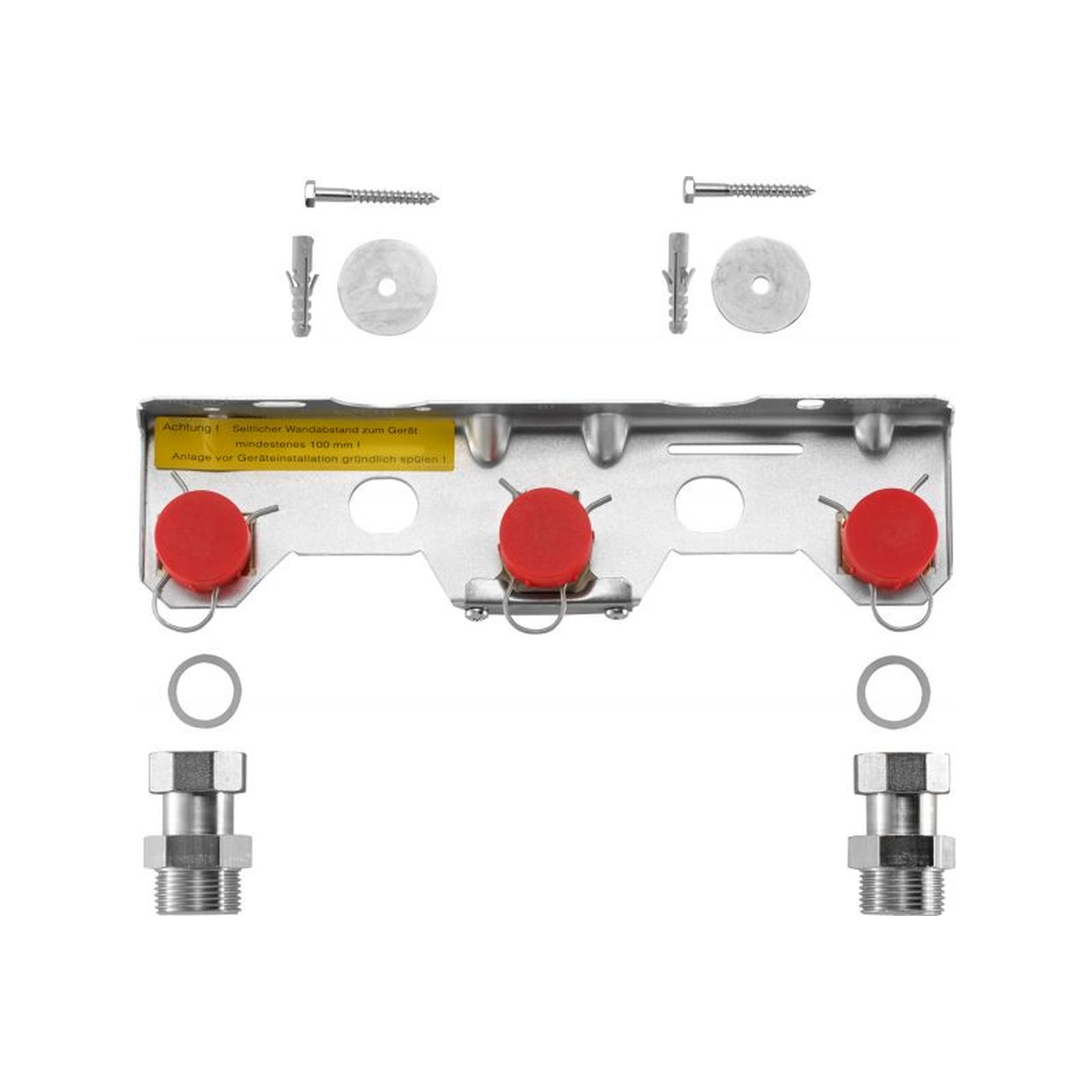 Bosch Montageanschlussplatte Erdgas Nr. 759 GC9800i W Heizungsbauergeräte 20–50 kW Anschlussverschraubungen Heizkreis R 1 Gasanschluss R 3/4 7719001771