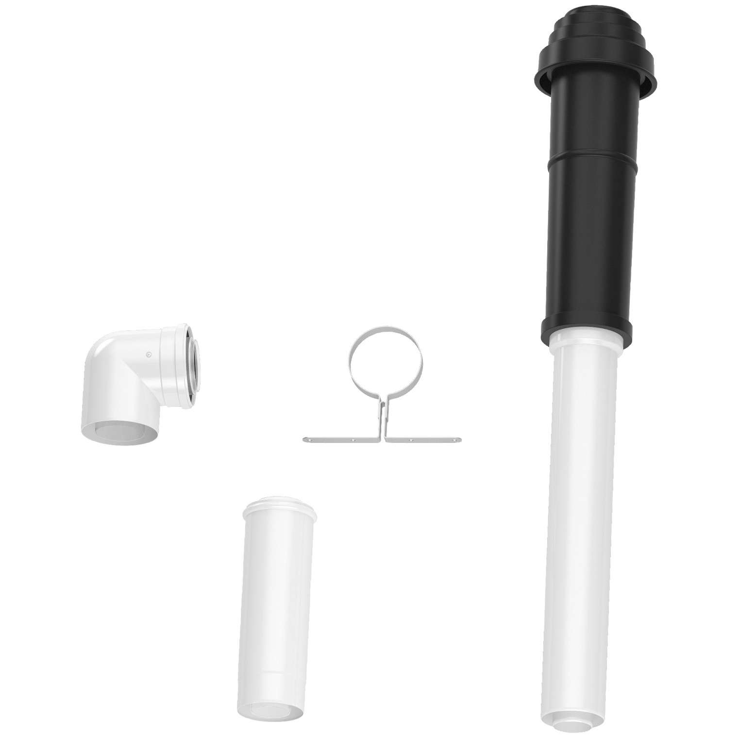 Bosch Abgaszubehör FC-Set80-C33x Dachdurchführung 80/125 hinten schwarz Grundbausatz C33x 7738112758