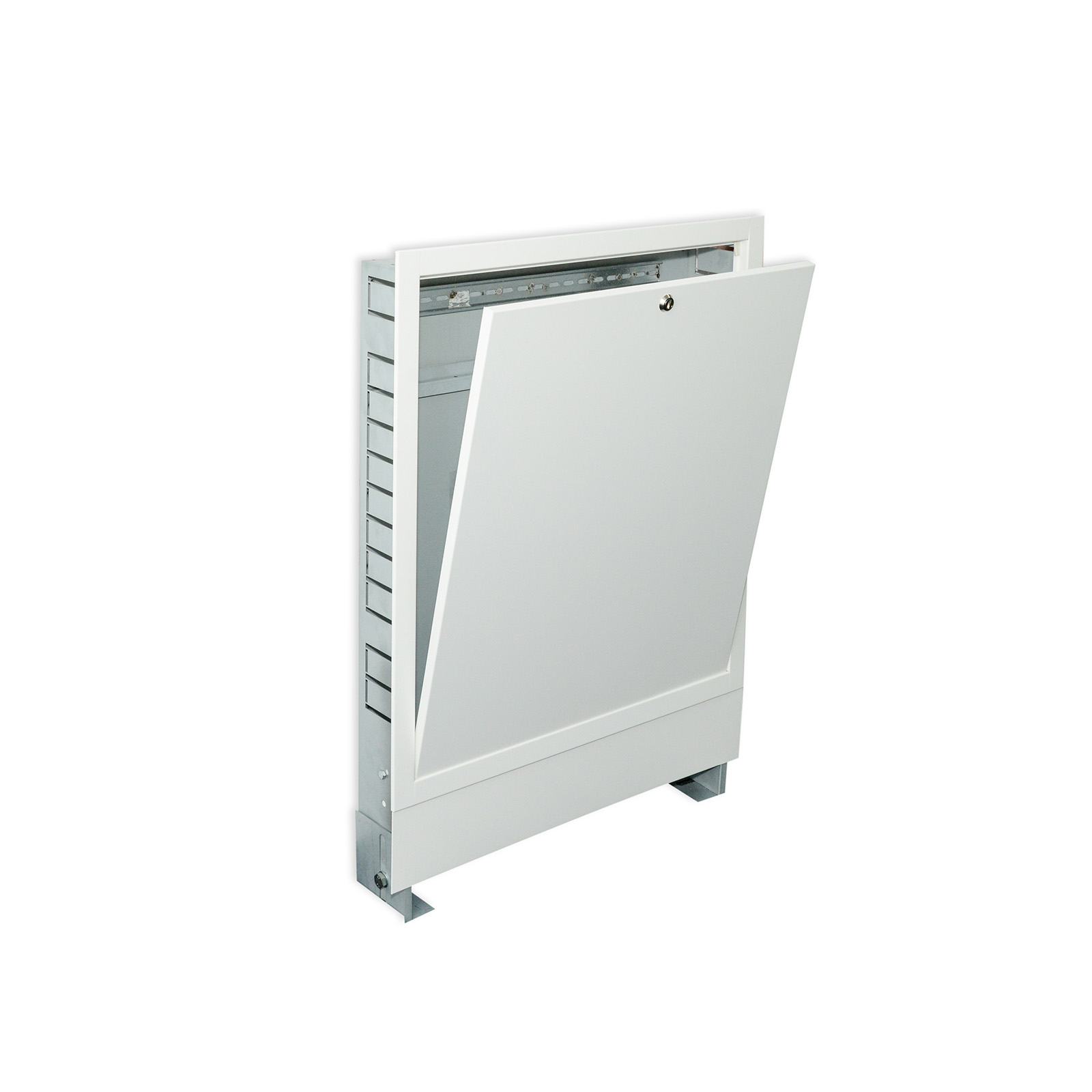 Unterputz Verteilerschrank Premium 2-3 Heizkreise 450 mm mit Hutschiene weiss UP1P Unterputz Verteilerschrank Premium 13-15 Heizkreise 1200 mm mit Hutschiene weiss UP6