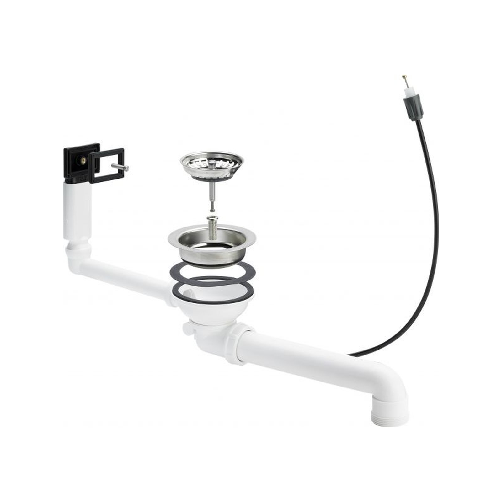 Viega Ablaufventilset 7139.161 Bowdenzugmechanik Kunststoff weiß Edelstahl Siebventil Überlaufdichtung 678562