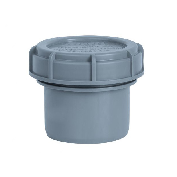 Airfit Endstopfen DN 50 Schraubverschlusskappe grau schalloptimiert PP 51050ES