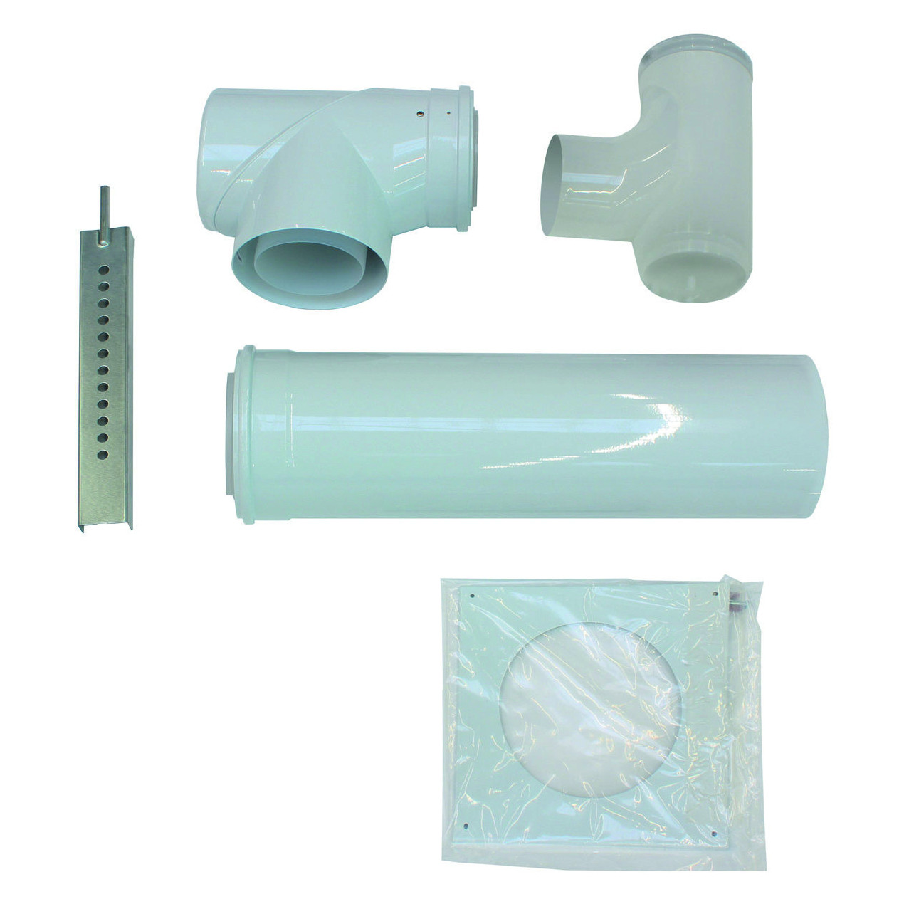 Vaillant Basis-Anschluss-Set konzentrischer Anschluss 110/160 PP Reinigungs-T-Stück Verlängerung Stützbogen Wandrosette 0020106374
